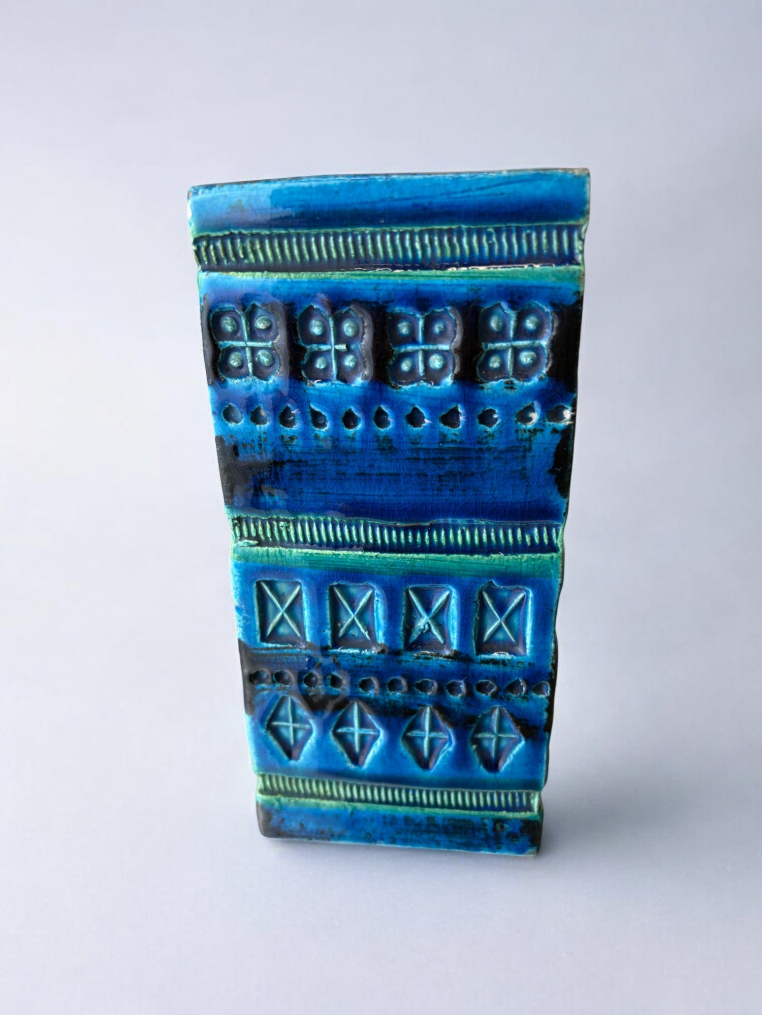 Rhimini blue ceramic vase by Aldo Londi for Bitossi, Italy, 1960's
