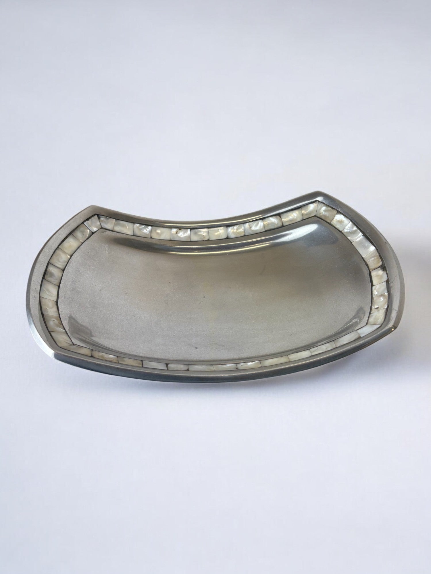 mother-of-pearl & aluminium centerpiece, Italy, 1980s