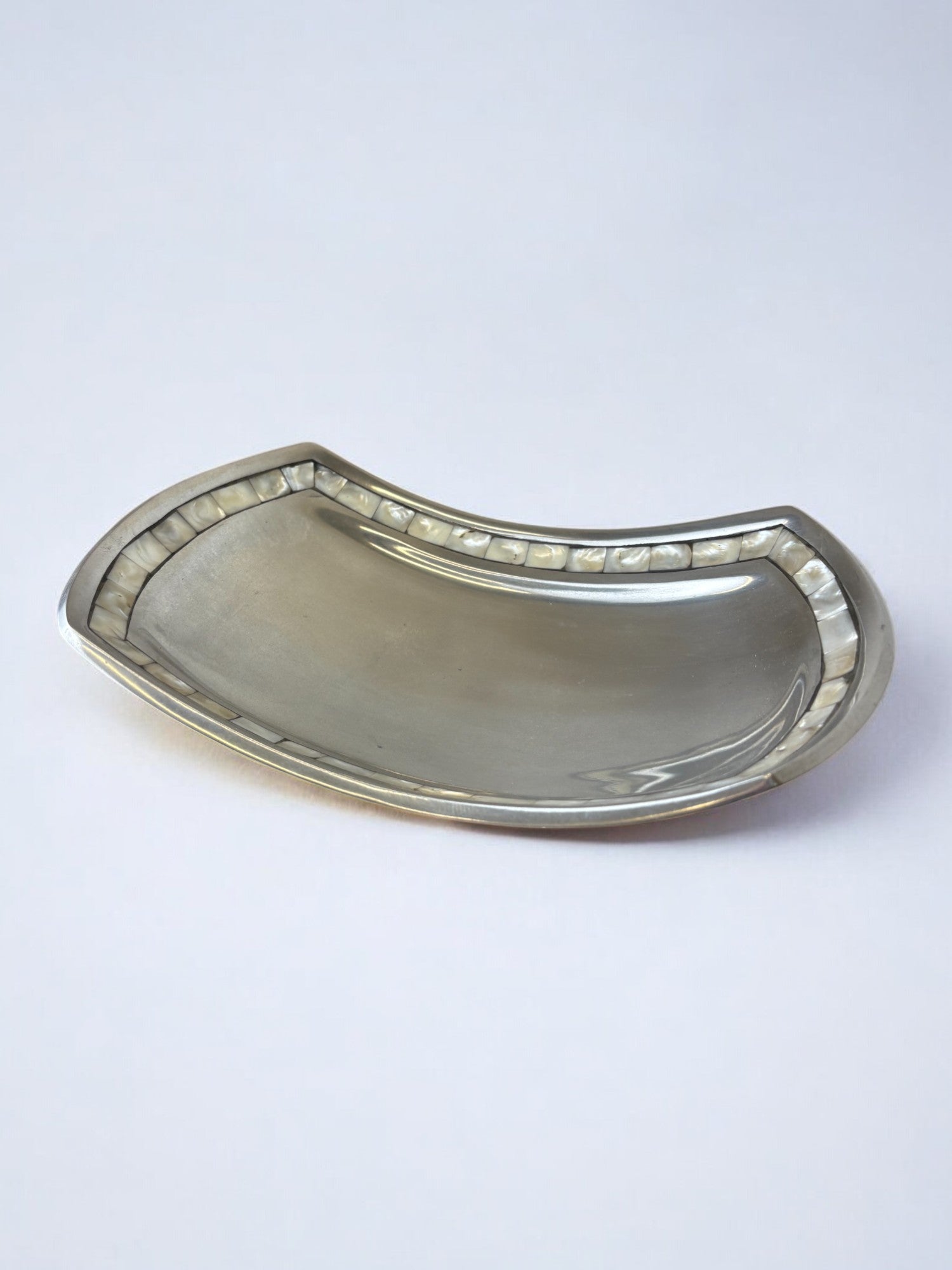 mother-of-pearl & aluminium centerpiece, Italy, 1980s