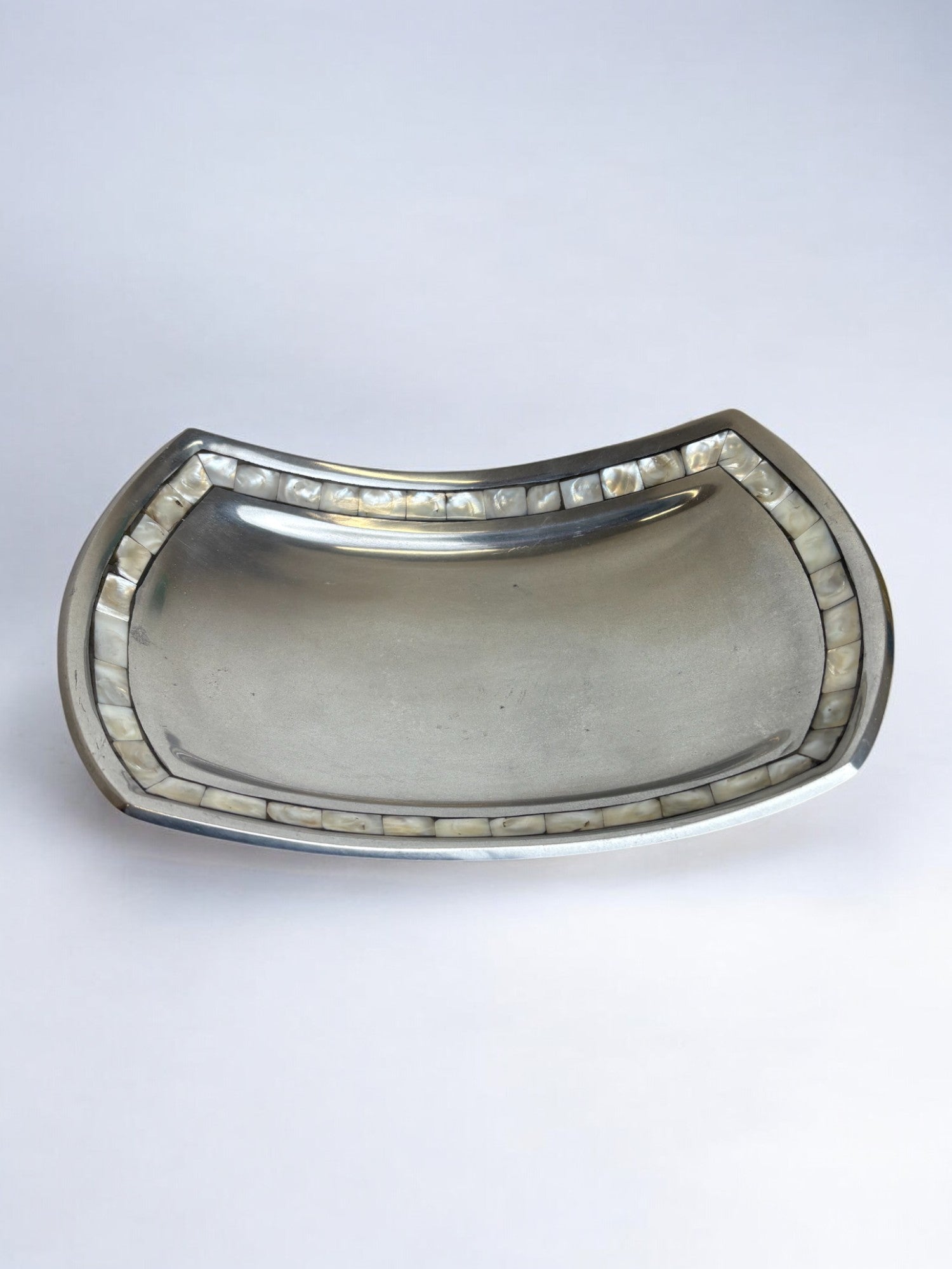 mother-of-pearl & aluminium centerpiece, Italy, 1980s