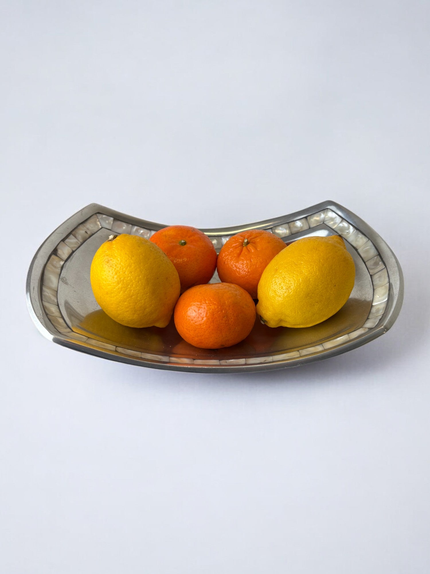 mother-of-pearl & aluminium centerpiece, Italy, 1980s