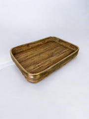Rattan and brass tray, Italy, Circa 1970's