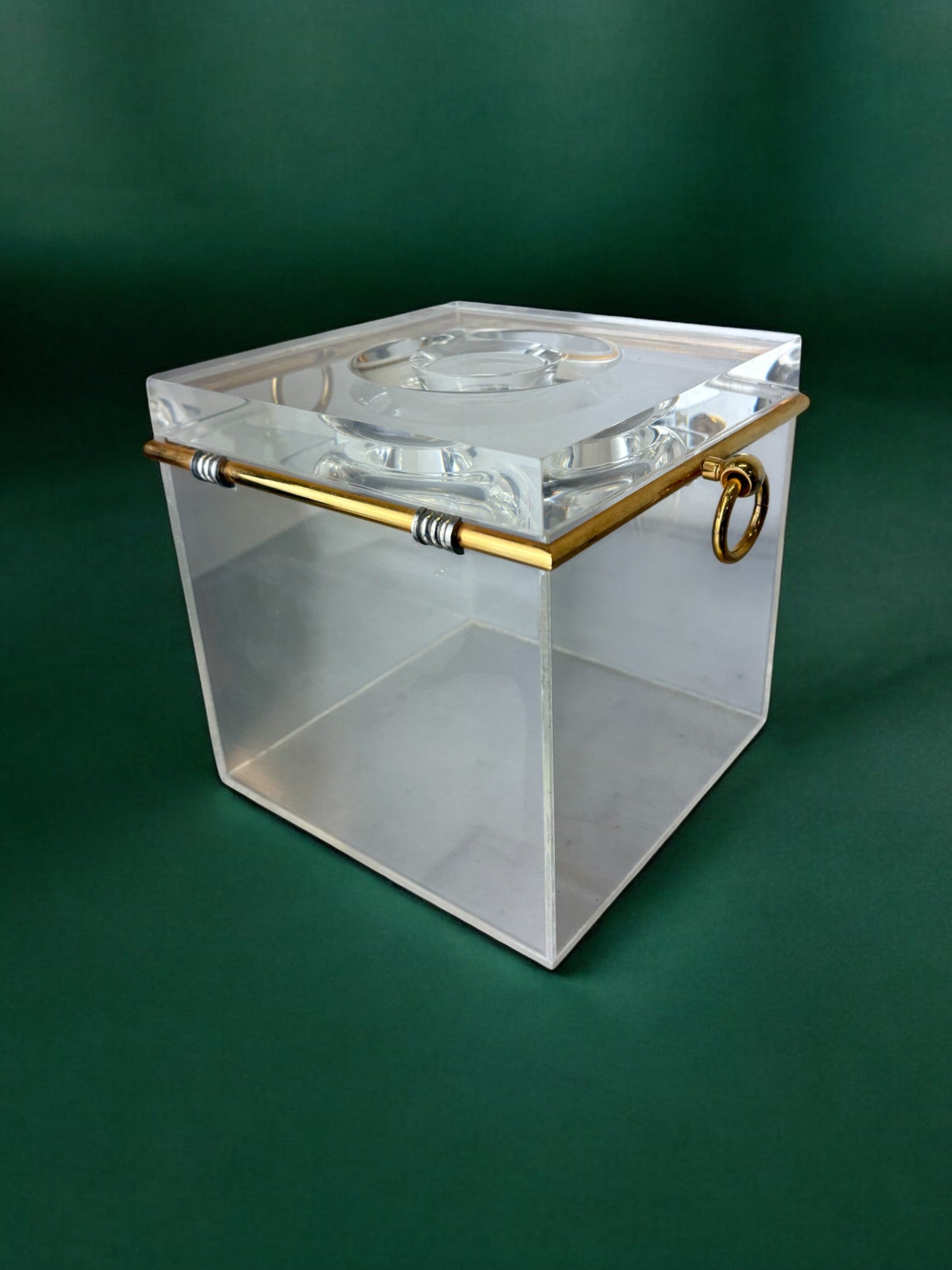 Lucite & Gold Plated Romeo Rega style Box, Italy, 1970s