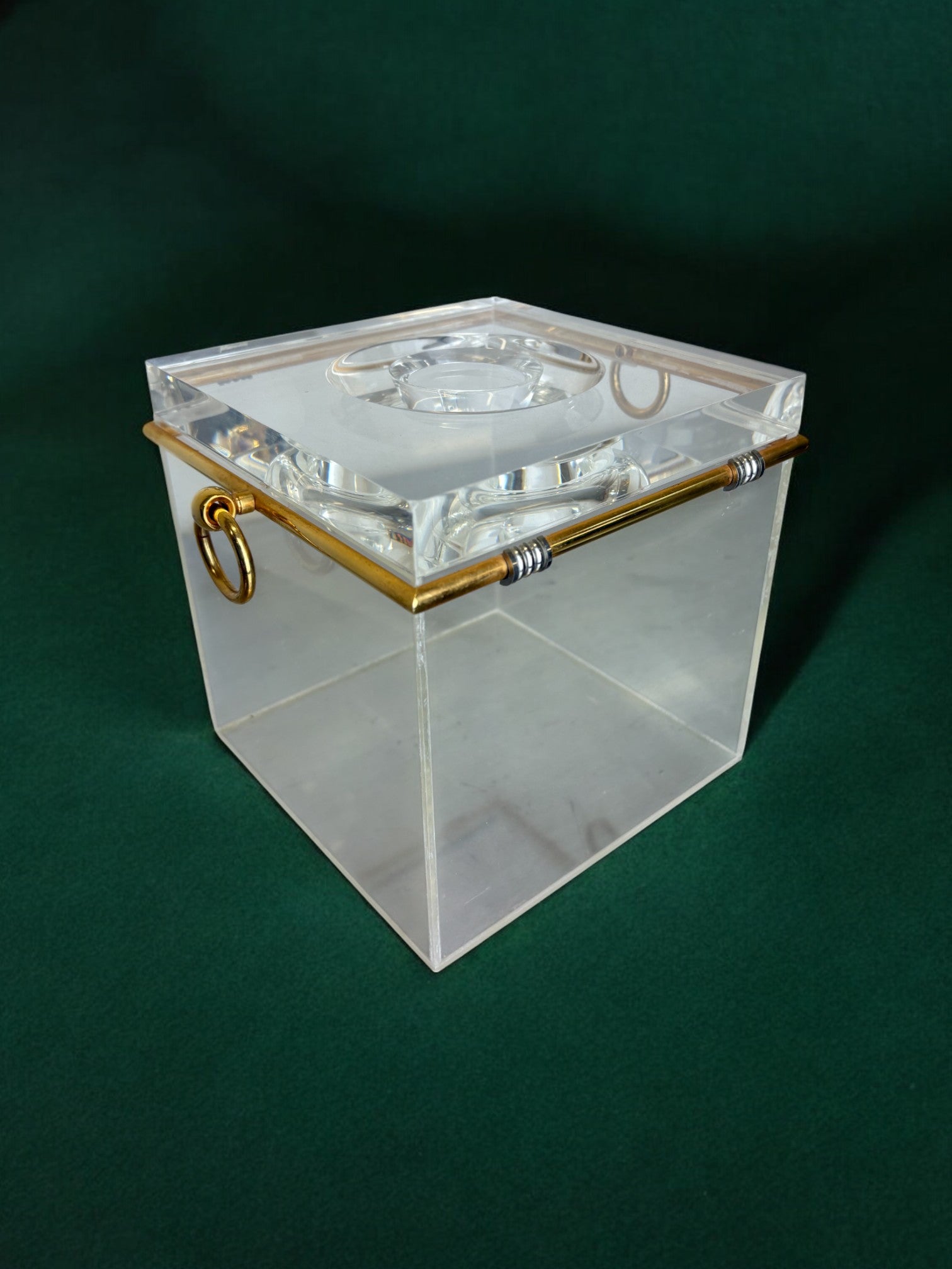 Lucite & Gold Plated Romeo Rega style Box, Italy, 1970s