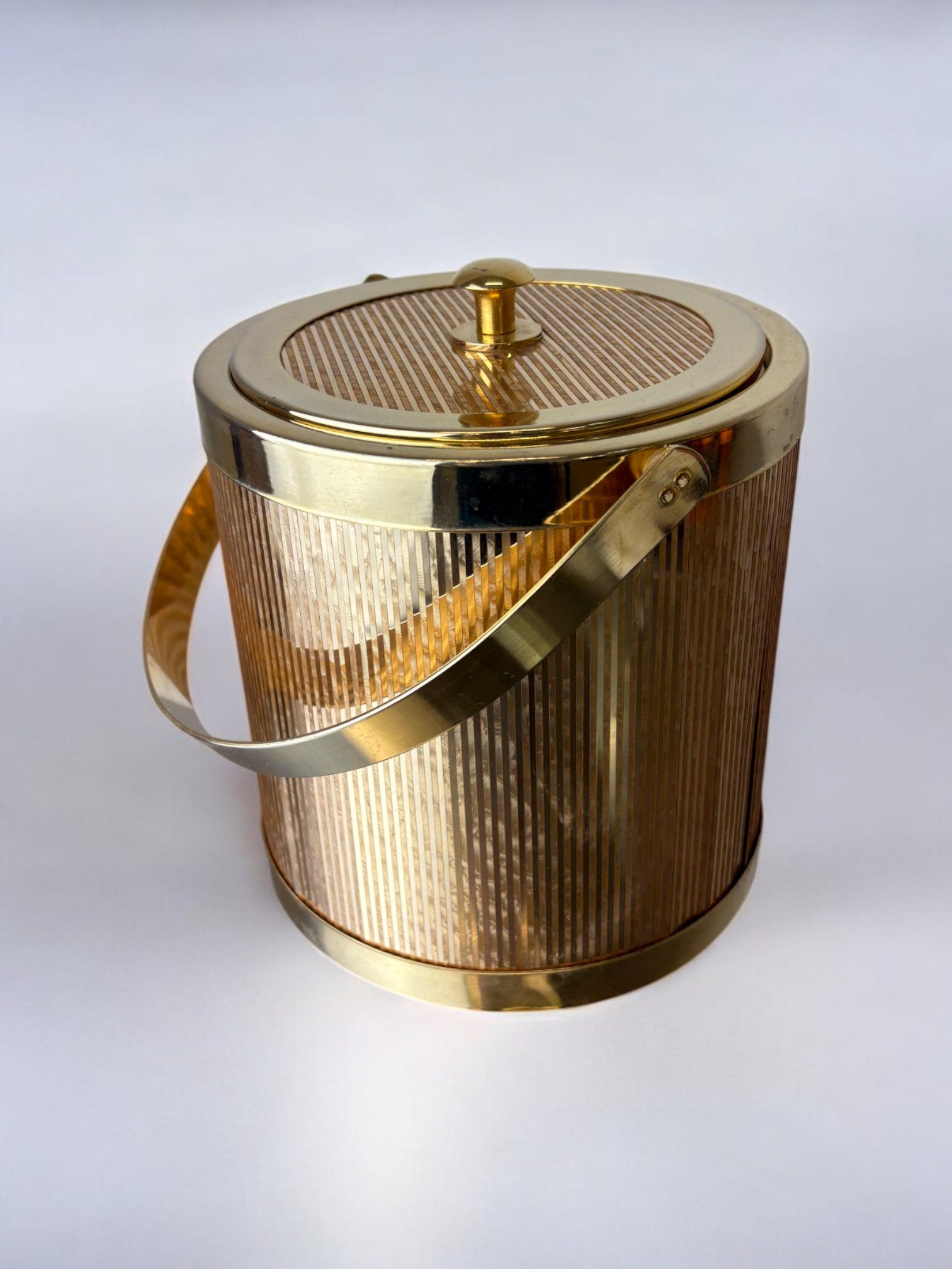 Gold Disco Era Ice Bucket, gilded mirrors, Italy, 1970s