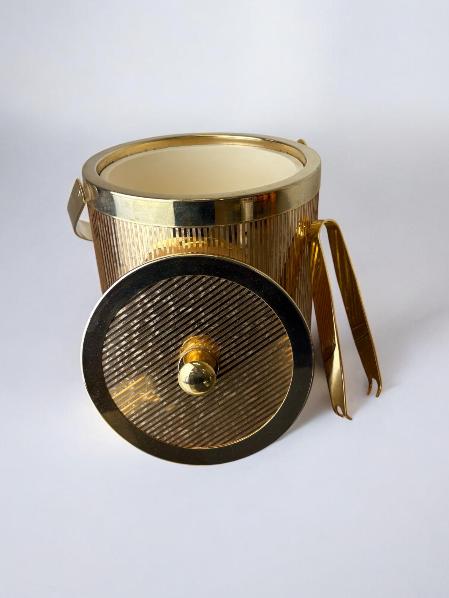 Gold Disco Era Ice Bucket, gilded mirrors, Italy, 1970s