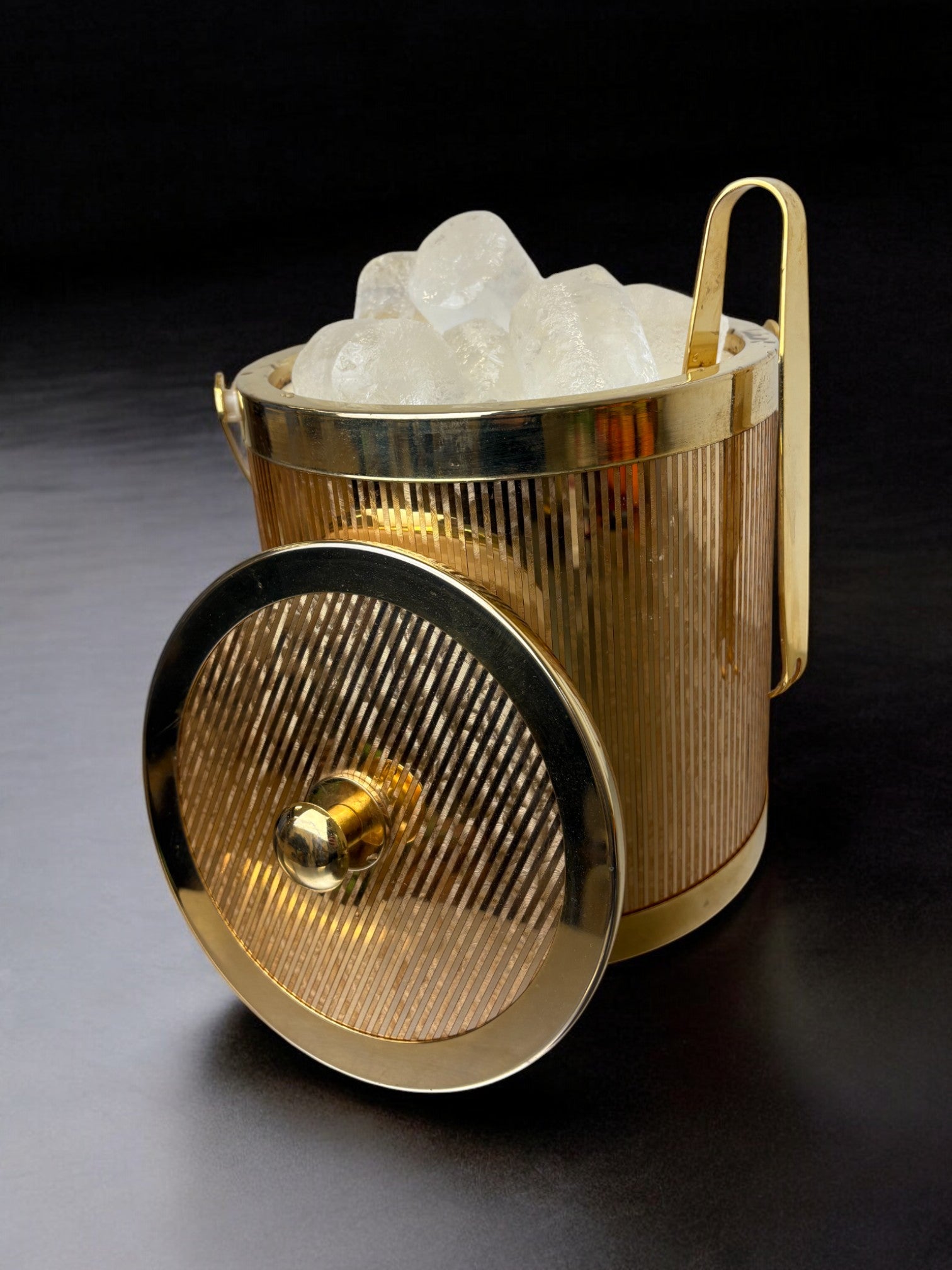 Gold Disco Era Ice Bucket, gilded mirrors, Italy, 1970s