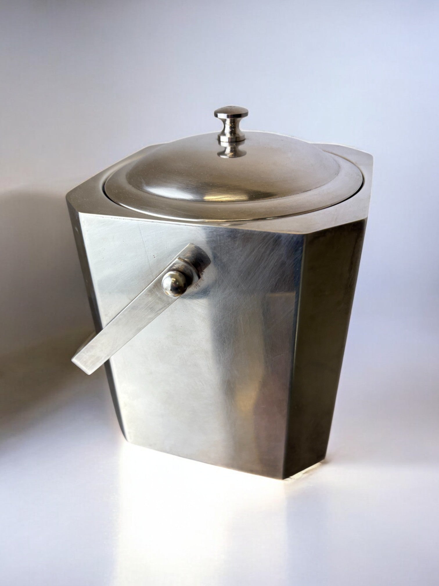 Romeo Rega Chromed Ice Bucket with tongs, Italy, 1970's