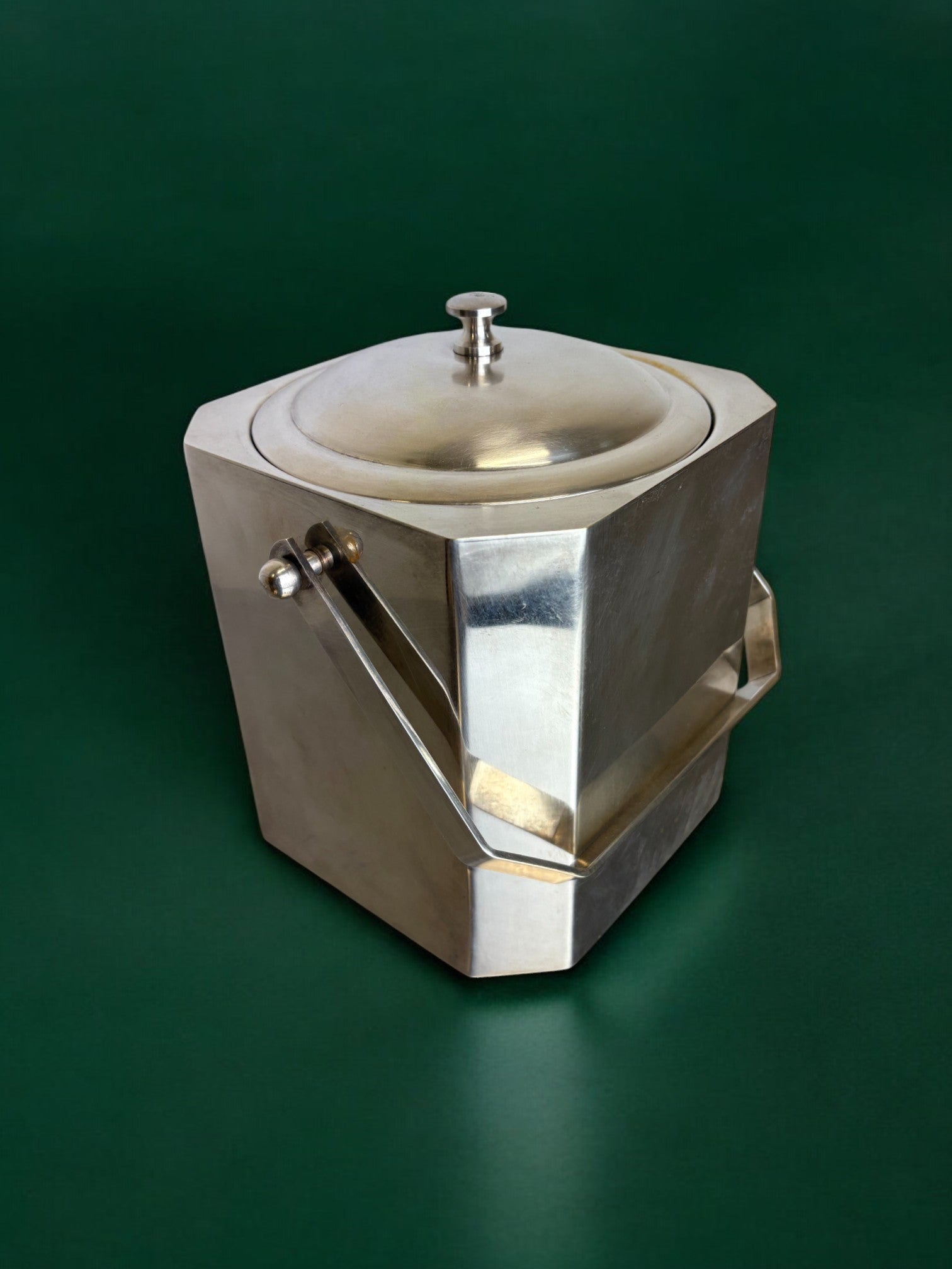 Romeo Rega Chromed Ice Bucket with tongs, Italy, 1970's