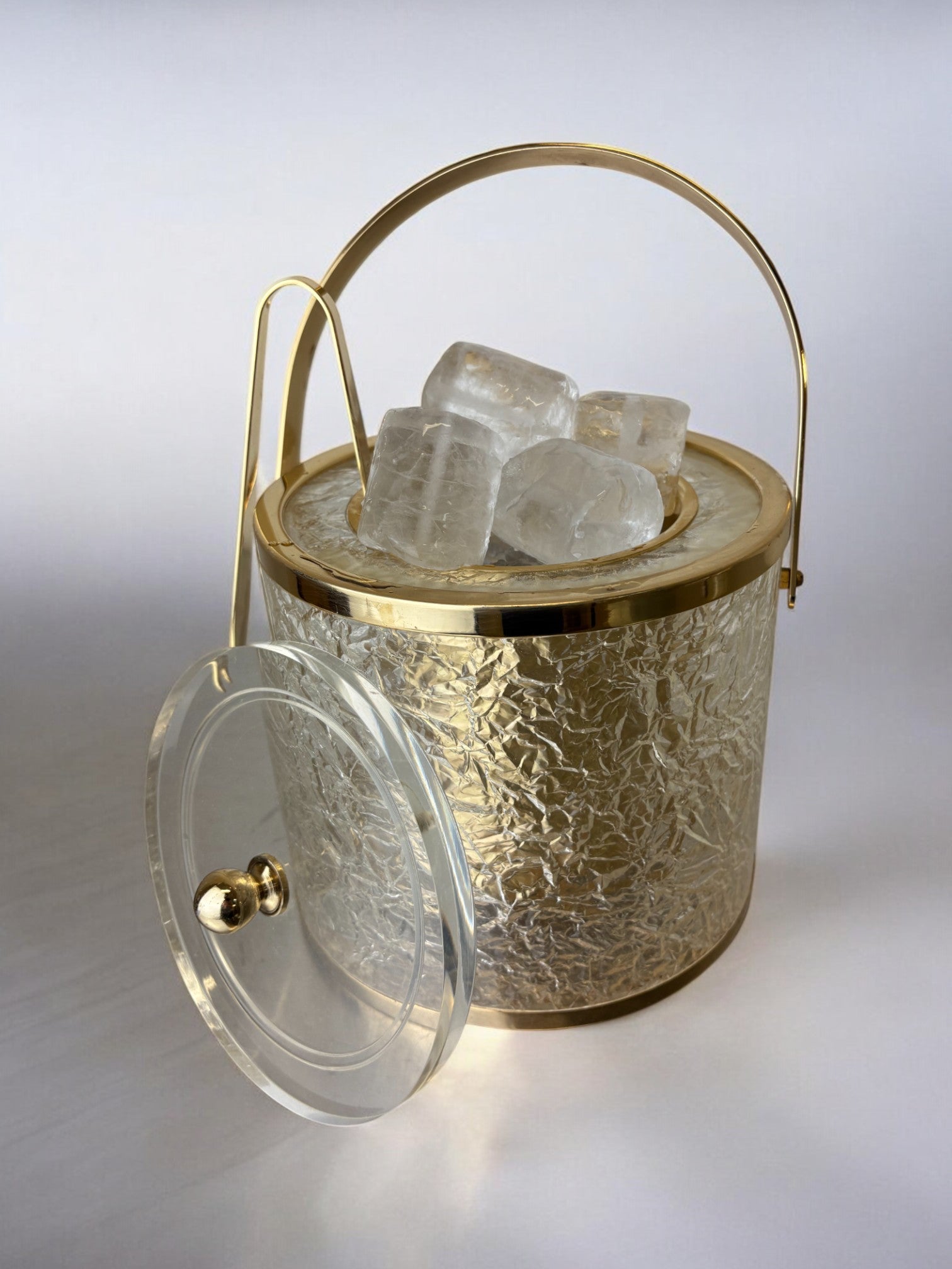 Dior style lucite ice Bucket with tongs, Italy, 1970