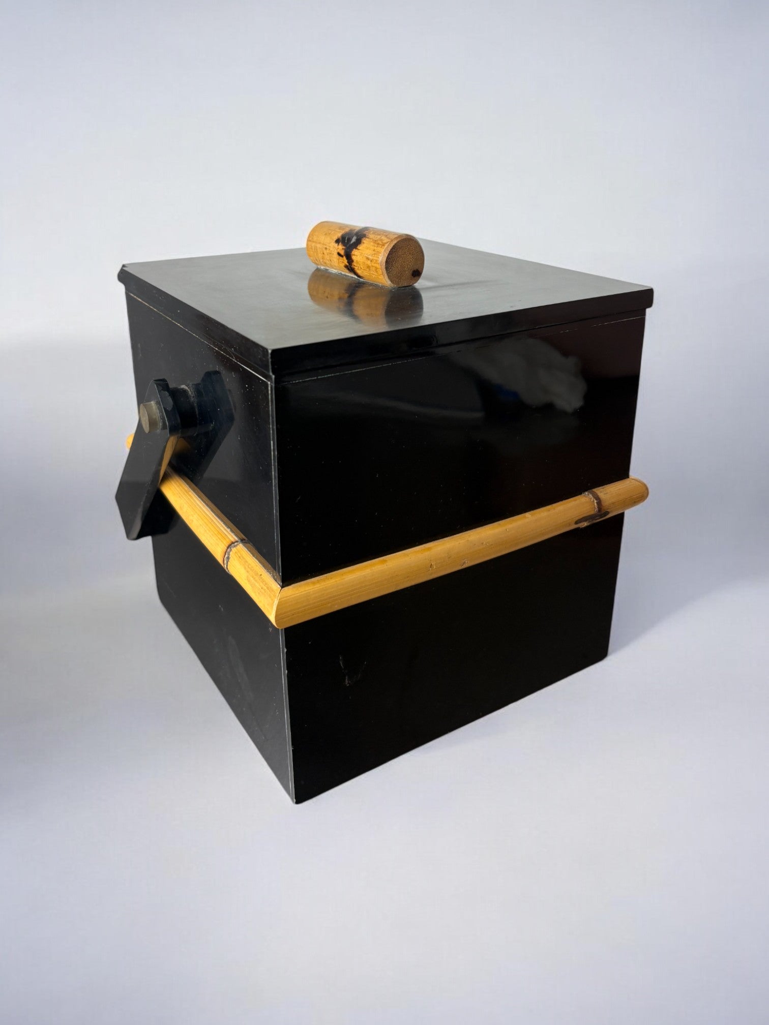 Hollywood Regency Bamboo & Lucite Ice Bucket, Italy, 1970s
