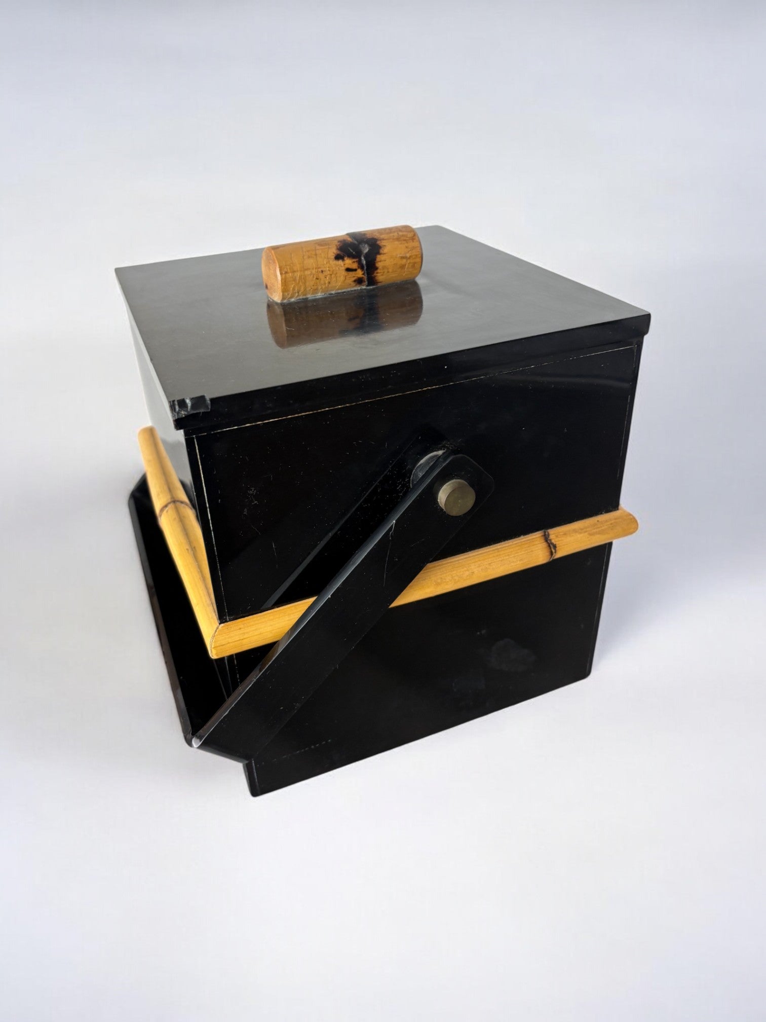 Hollywood Regency Bamboo & Lucite Ice Bucket, Italy, 1970s