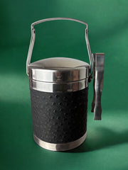Regency Leather Ice Bucket with tongs, Italy, circa 1970's