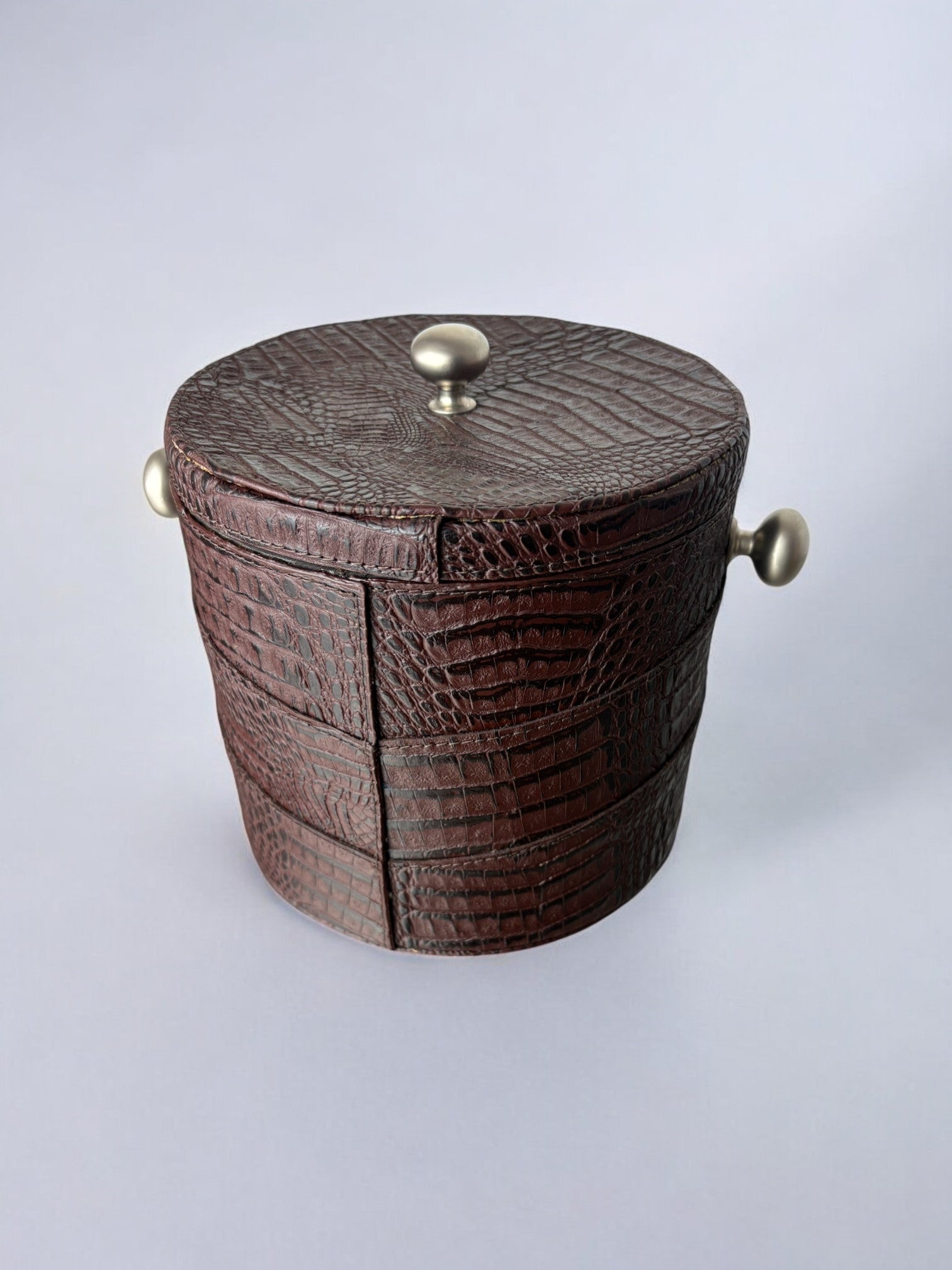 Regency Leather Ice Bucket with tongs, Italy, 1970's