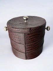 Regency Leather Ice Bucket with tongs, Italy, 1970's