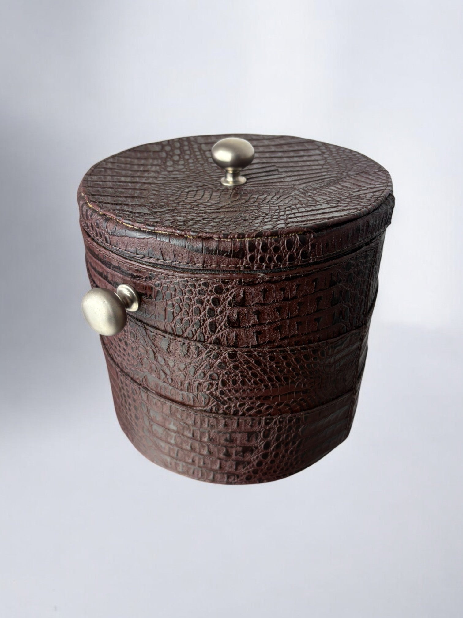 Regency Leather Ice Bucket with tongs, Italy, 1970's