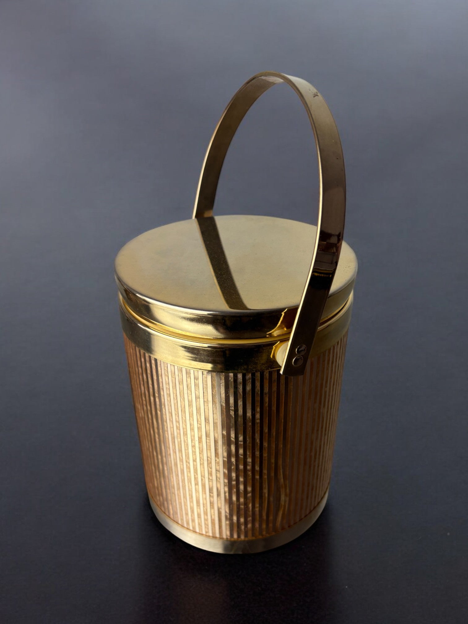 Golden Disco Era Ice Bucket, gilded mirrors, Italy, 1970