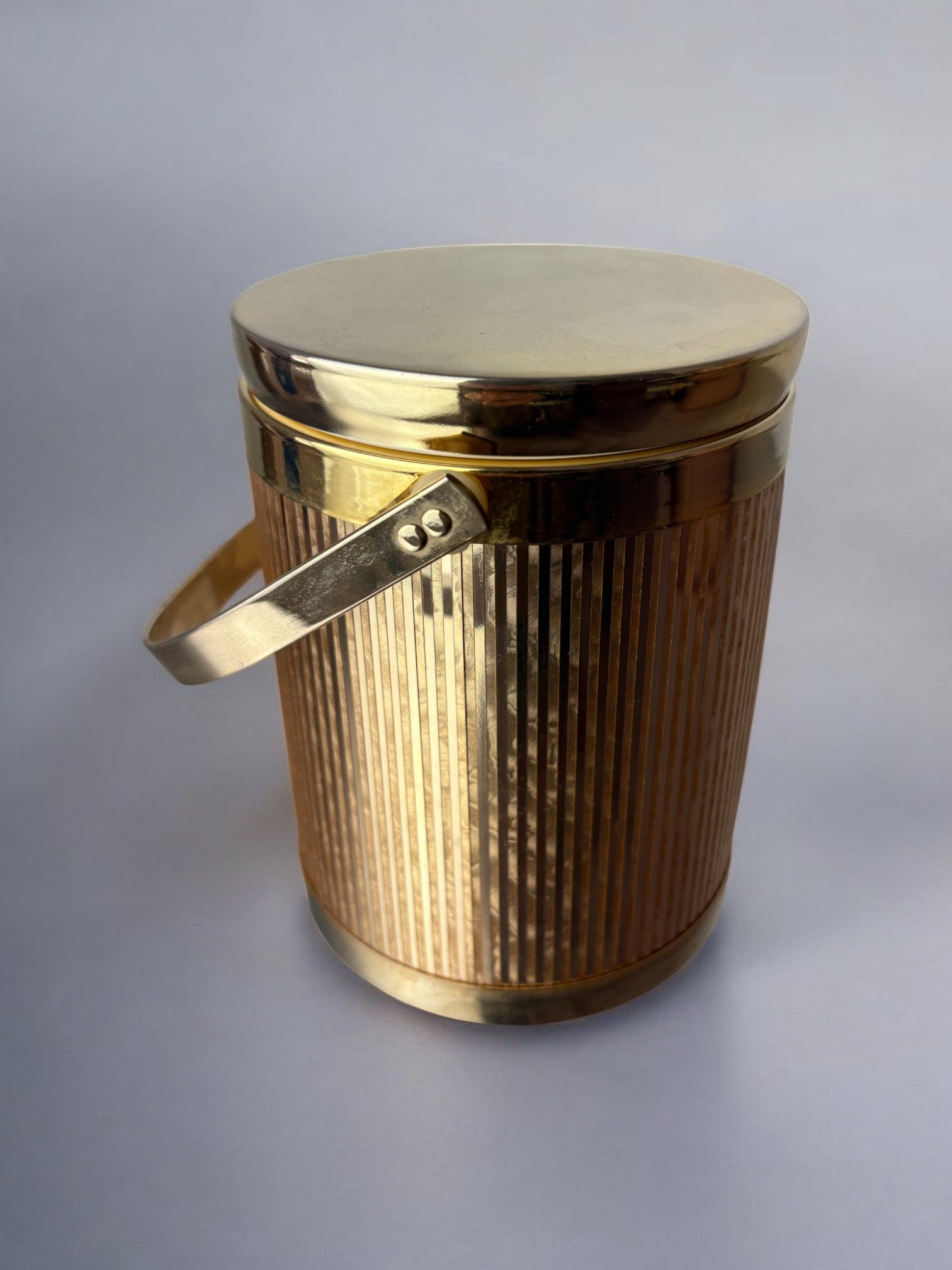 Golden Disco Era Ice Bucket, gilded mirrors, Italy, 1970