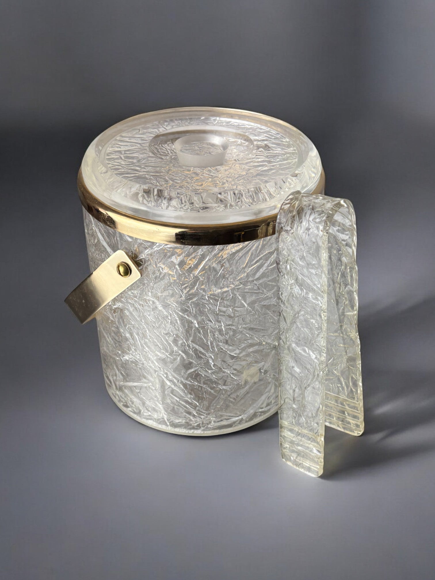 Dior style lucite Ice Bucket with tongs, Italy, 1970's