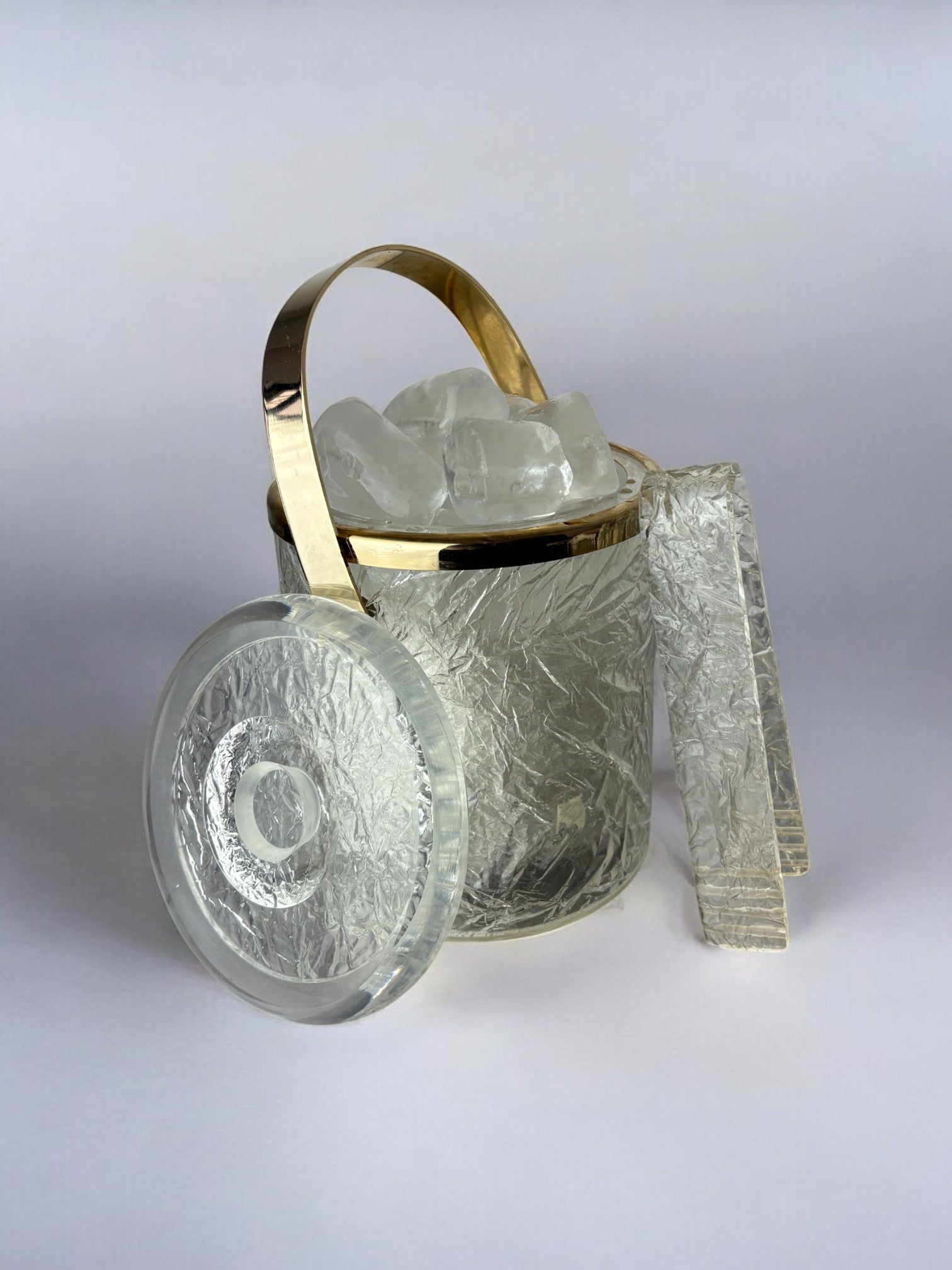 Dior style lucite Ice Bucket with tongs, Italy, 1970's
