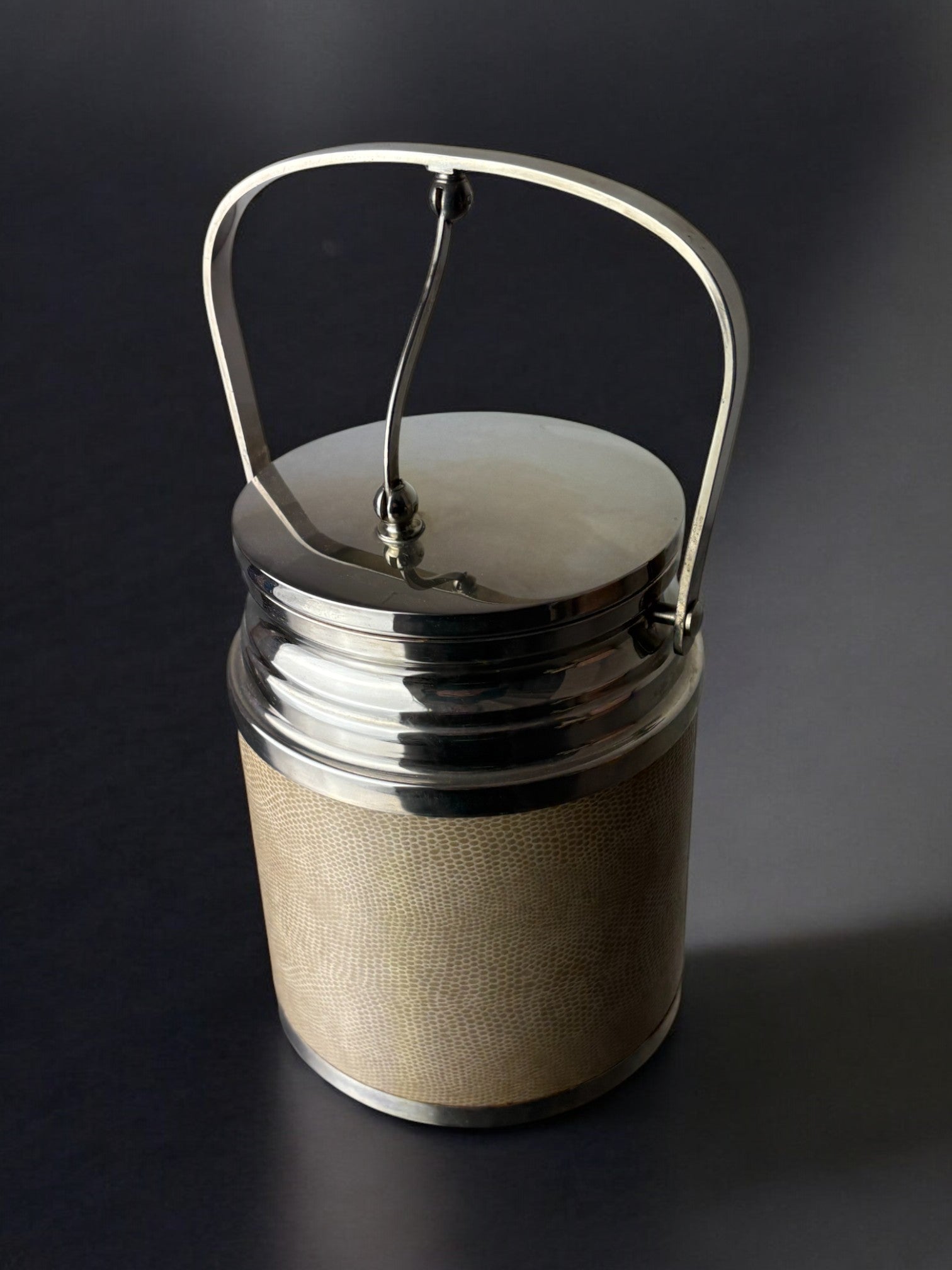 Regency Leather Ice Bucket with tongs, Italy, 1970's