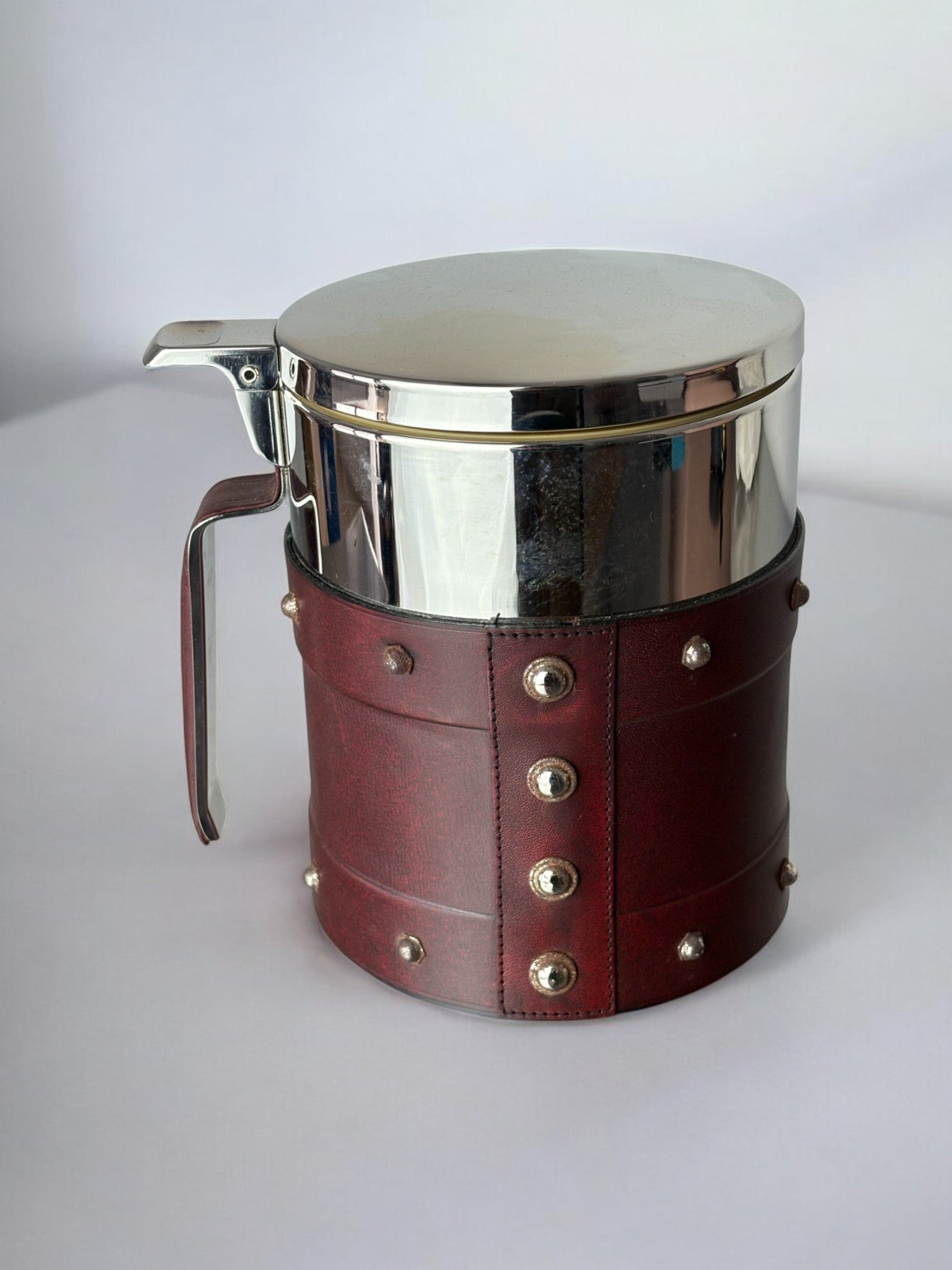 Regency Leather & nails Ice Bucket, Italy, 1970's