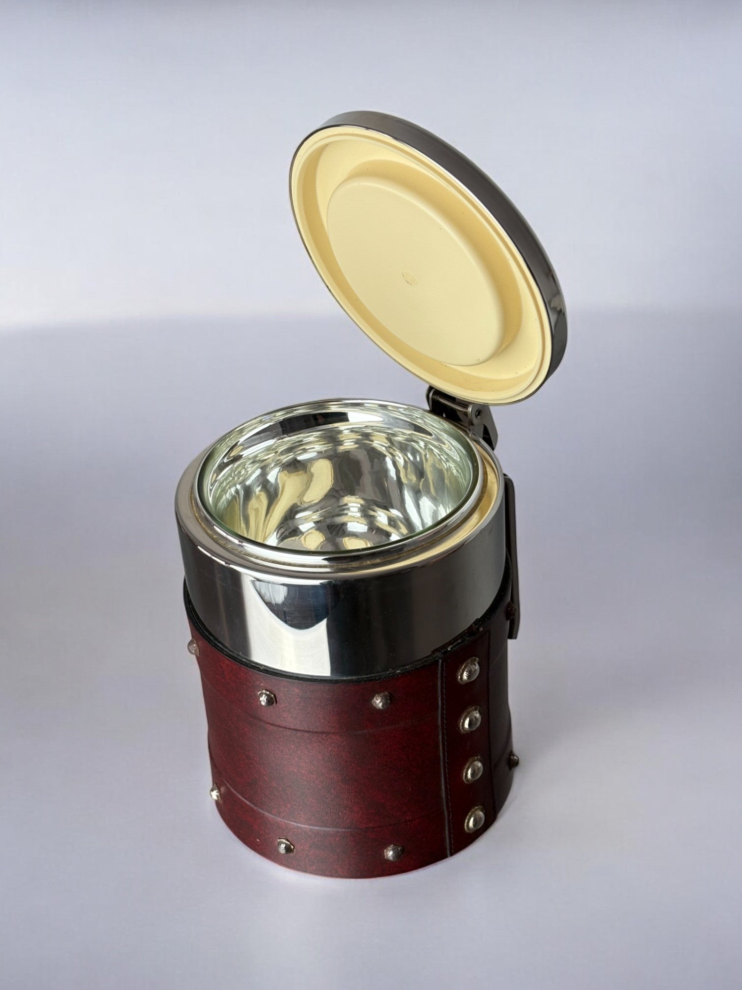 Regency Leather & nails Ice Bucket, Italy, 1970's