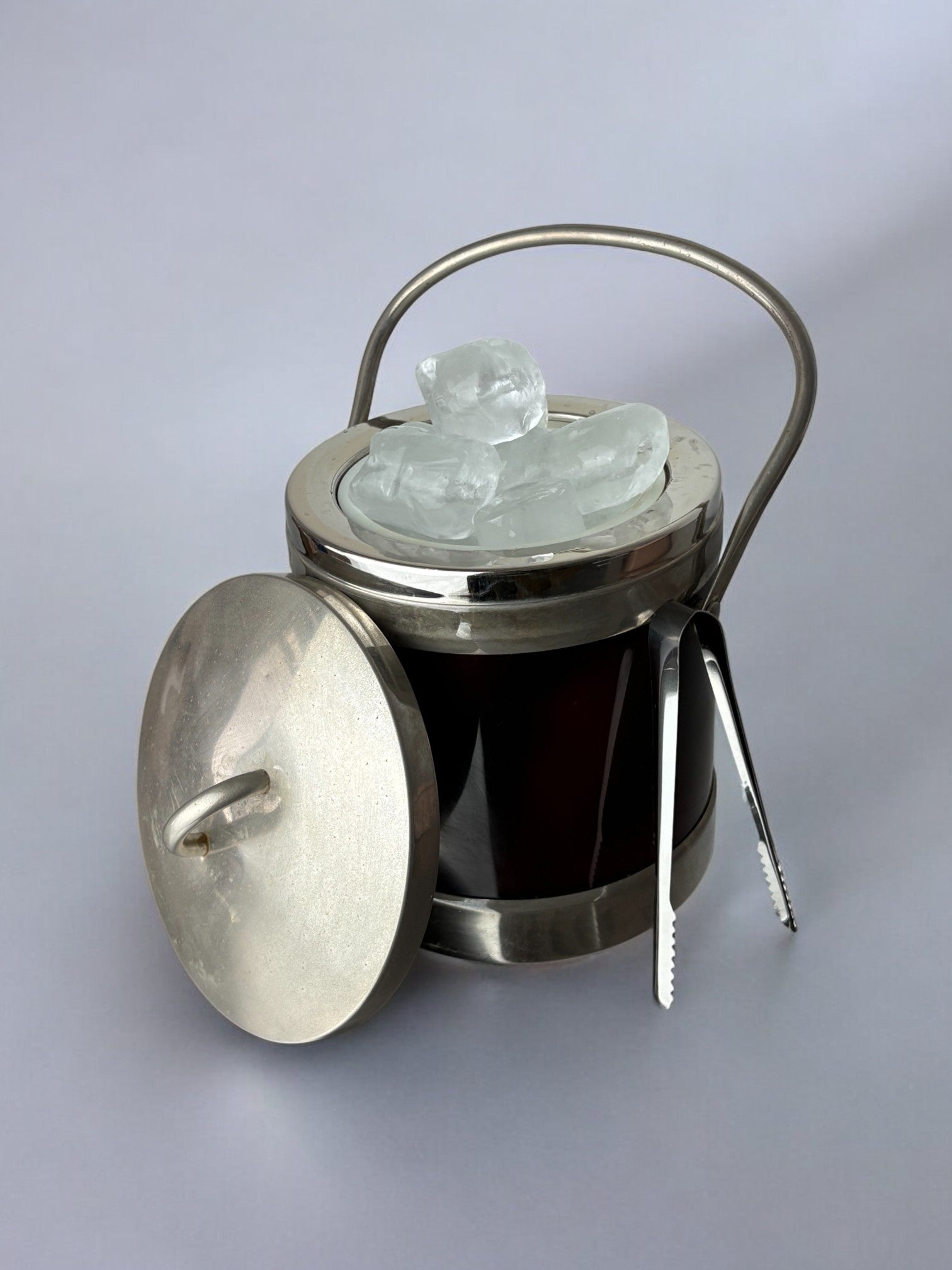 Faux Tortoise Shell Ice Bucket with tongs, Italy, 1970s