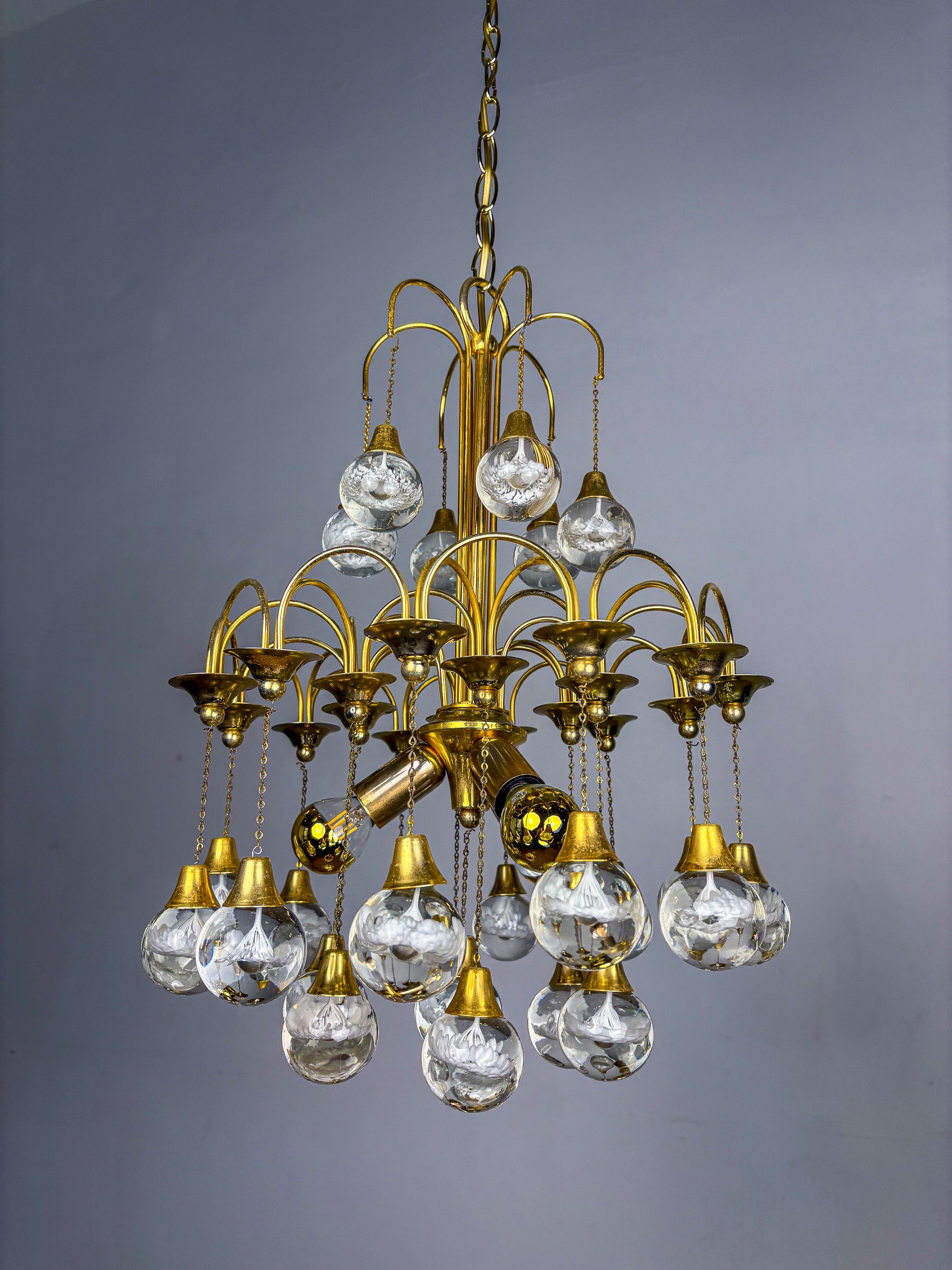 Gaetano Sciolari cascade chandelier for Venini, murano glass drops, italy, Circa 1970's