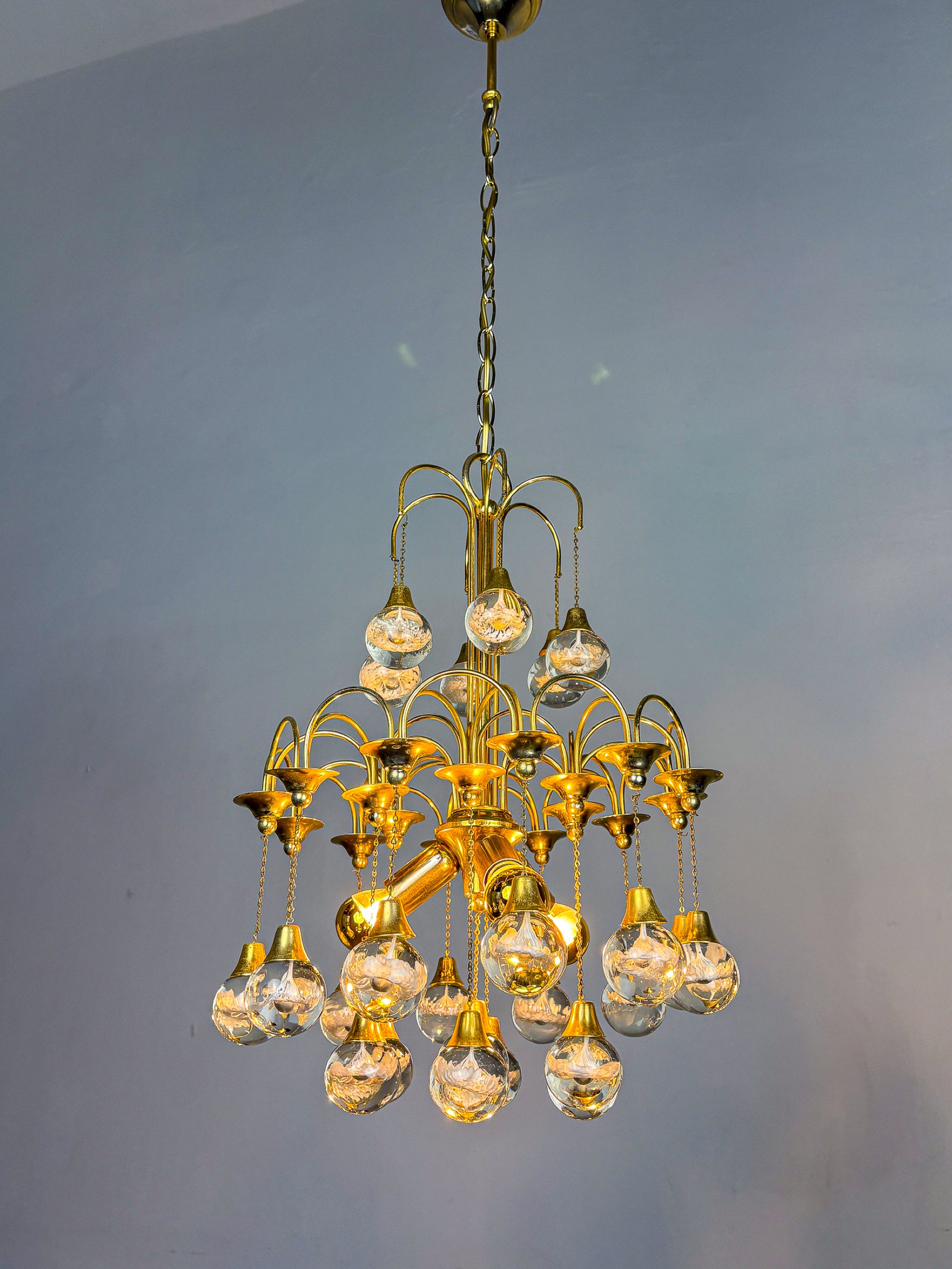 Gaetano Sciolari cascade chandelier for Venini, murano glass drops, italy, Circa 1970's