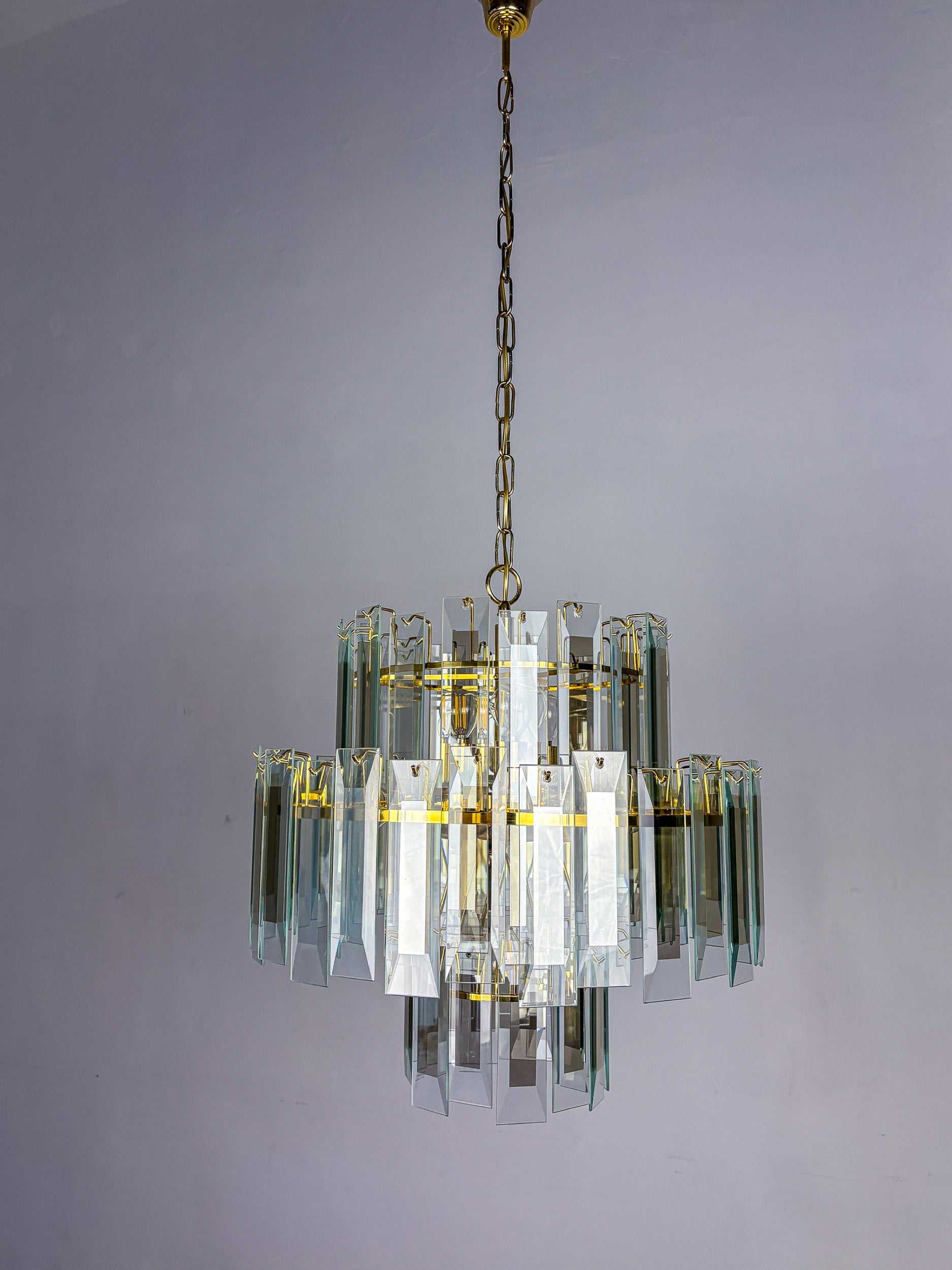 Veca cascade chandelier, 3-tiers murano glass, Italy, 1970s