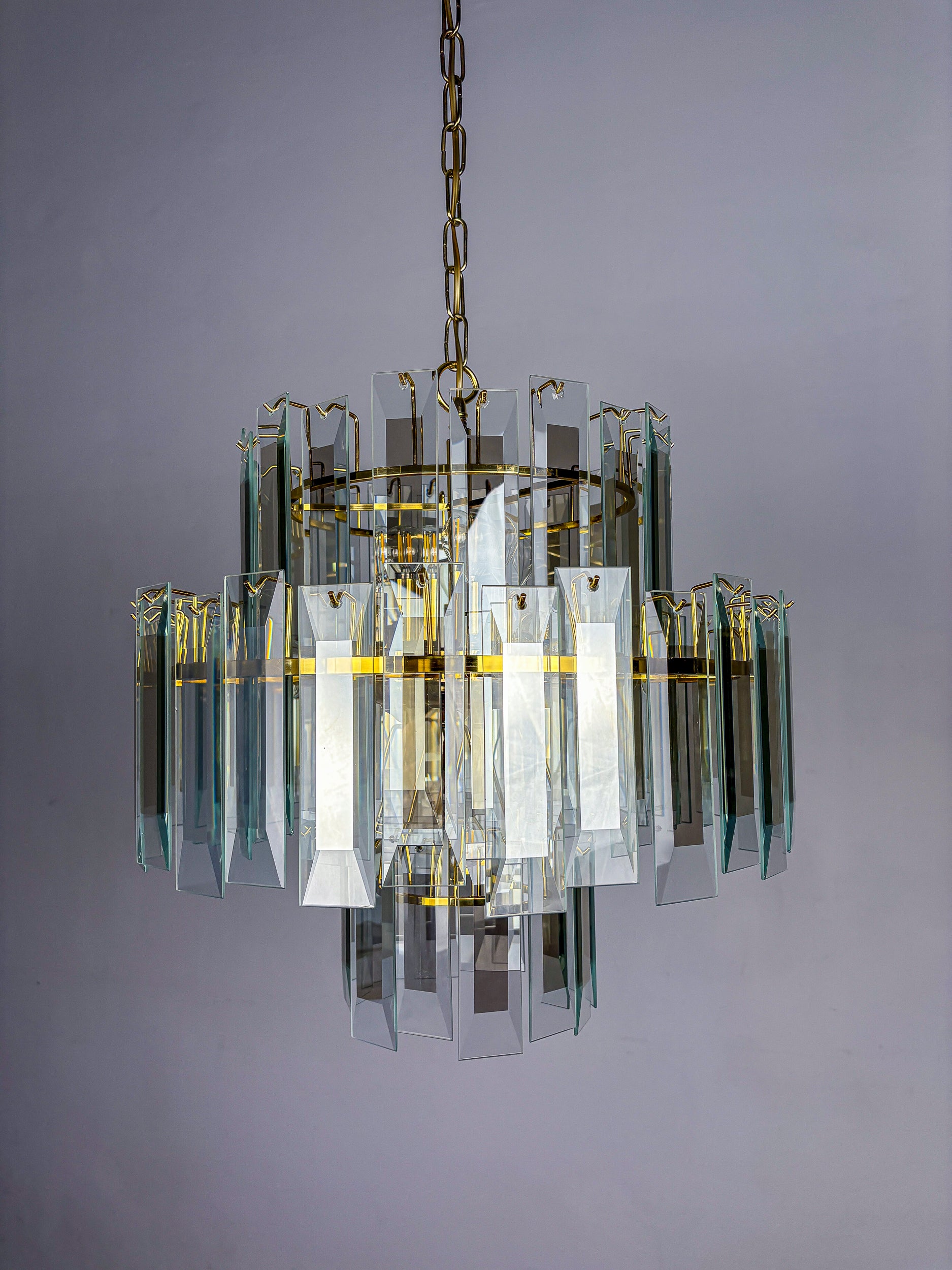Veca cascade chandelier, 3-tiers murano glass, Italy, 1970s