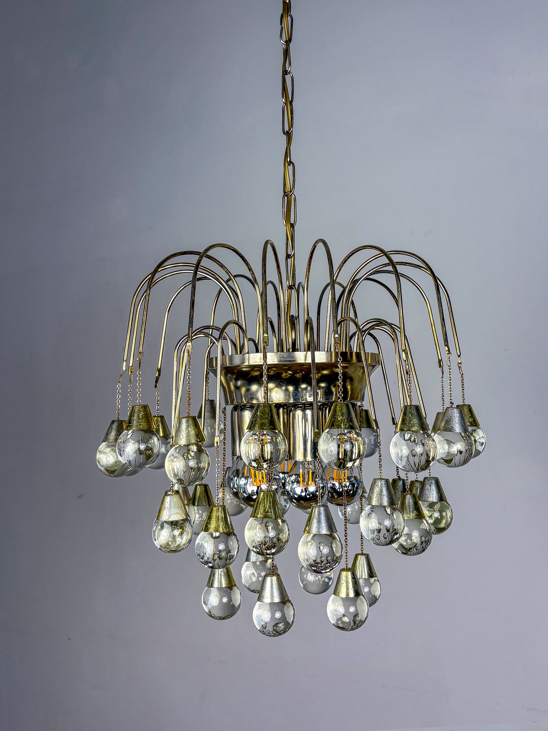 Gaetano Sciolari cascade chandelier for Venini, murano glass drops, italy, 1970's