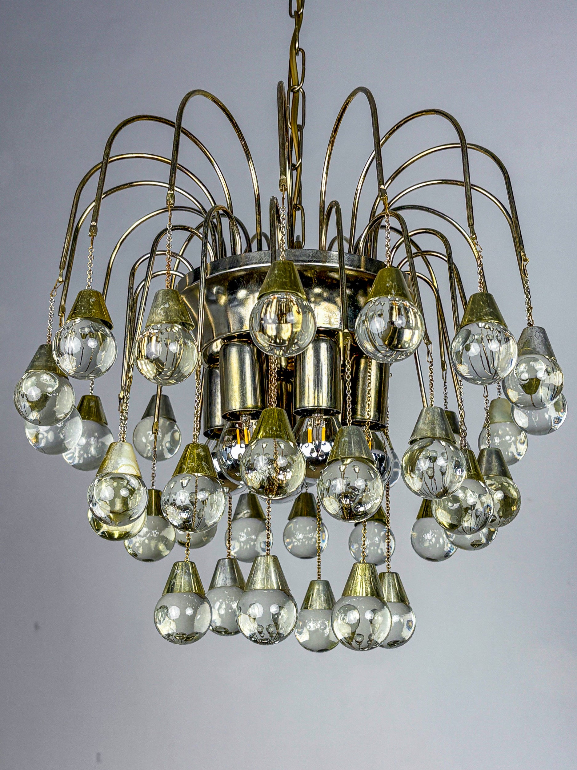 Gaetano Sciolari cascade chandelier for Venini, murano glass drops, italy, 1970's