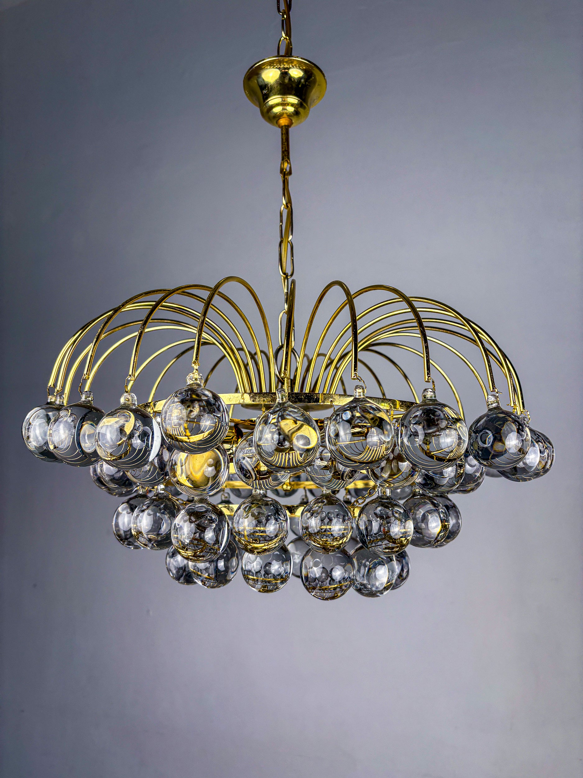 Gaetano Sciolari 4-tiers cascade chandelier for Venini, murano glass drops, italy, 1970's