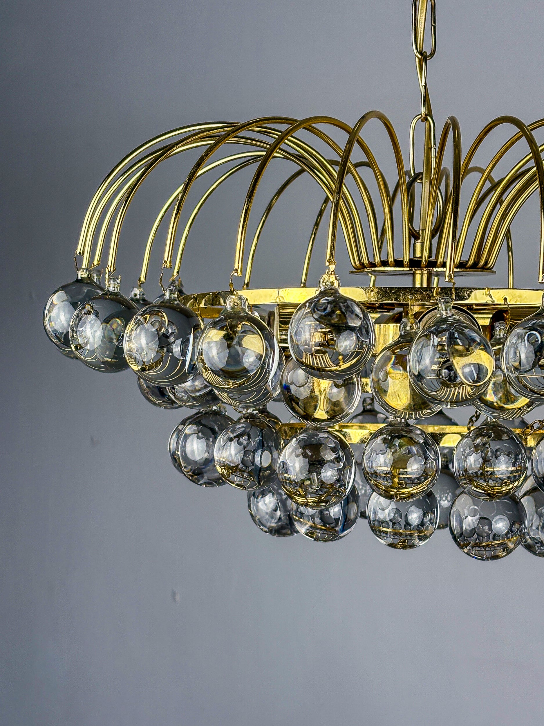 Gaetano Sciolari 4-tiers cascade chandelier for Venini, murano glass drops, italy, 1970's