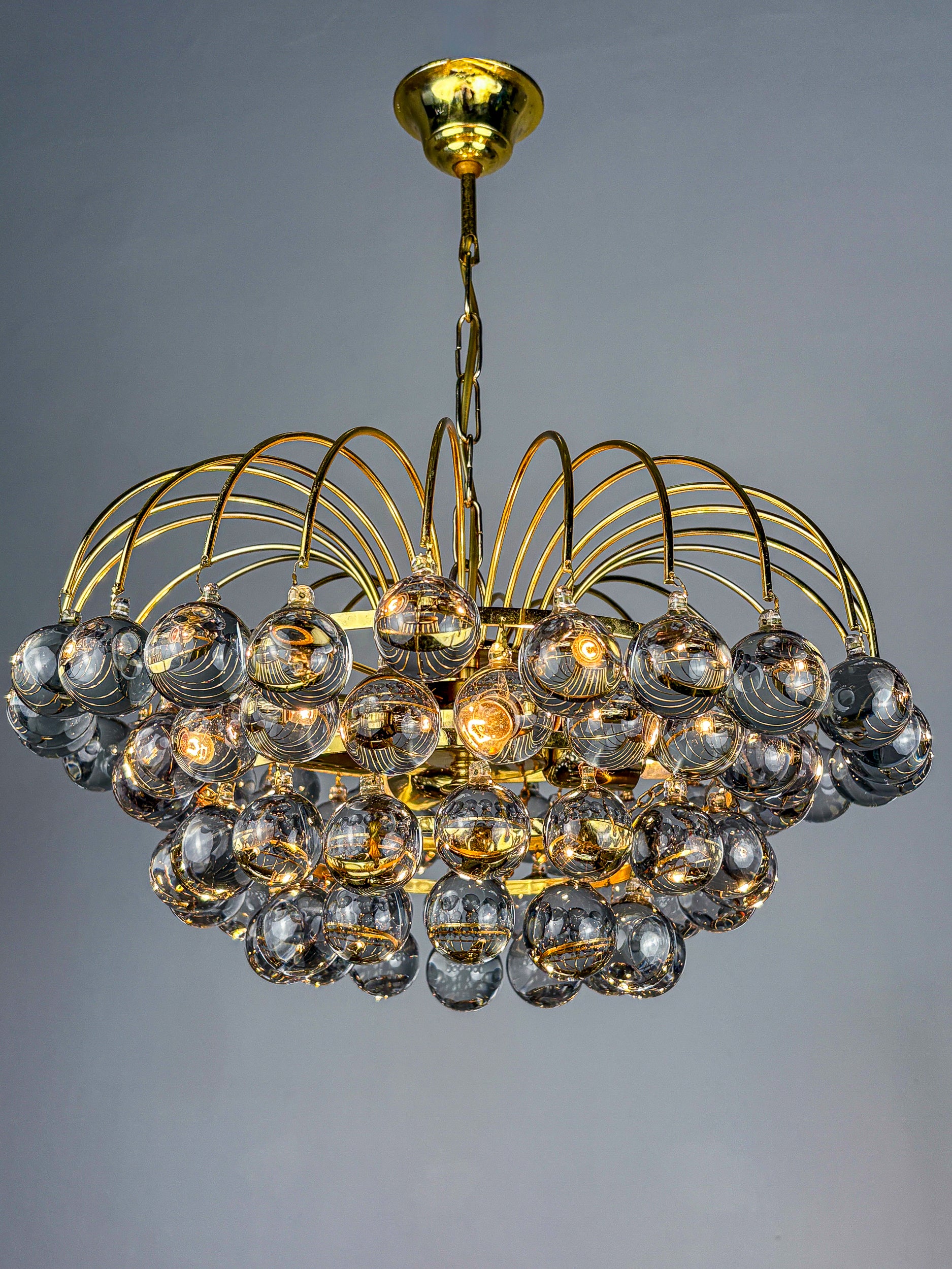 Gaetano Sciolari 4-tiers cascade chandelier for Venini, murano glass drops, italy, 1970's