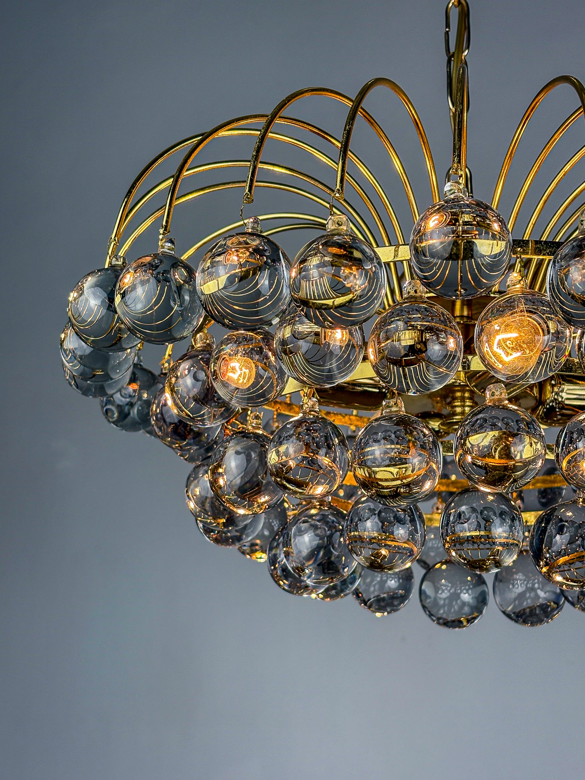Gaetano Sciolari 4-tiers cascade chandelier for Venini, murano glass drops, italy, 1970's