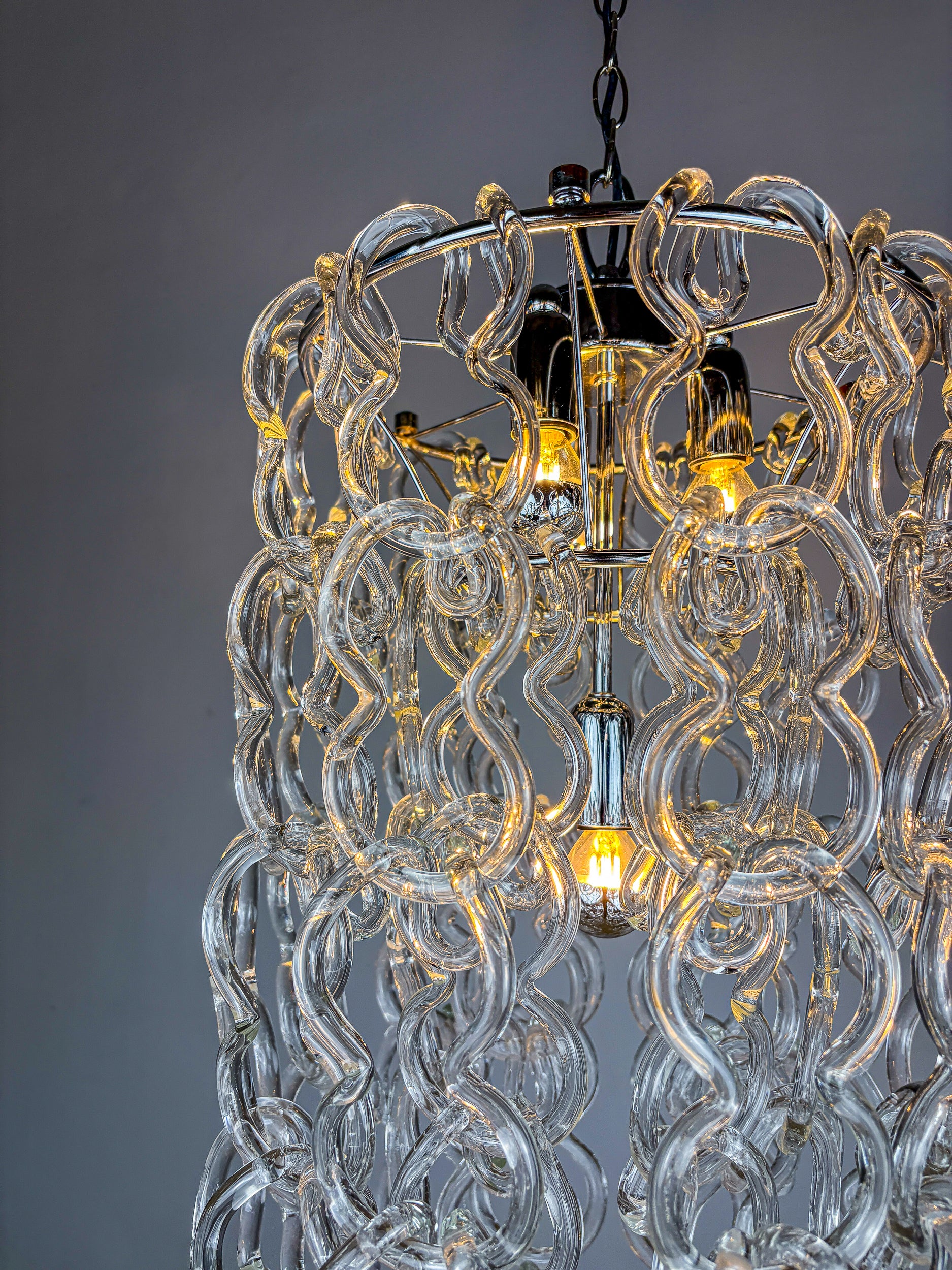 Giogali Chandelier by Angelo Mangiarotti for Vistosi, Murano Glass, Italy 1960s