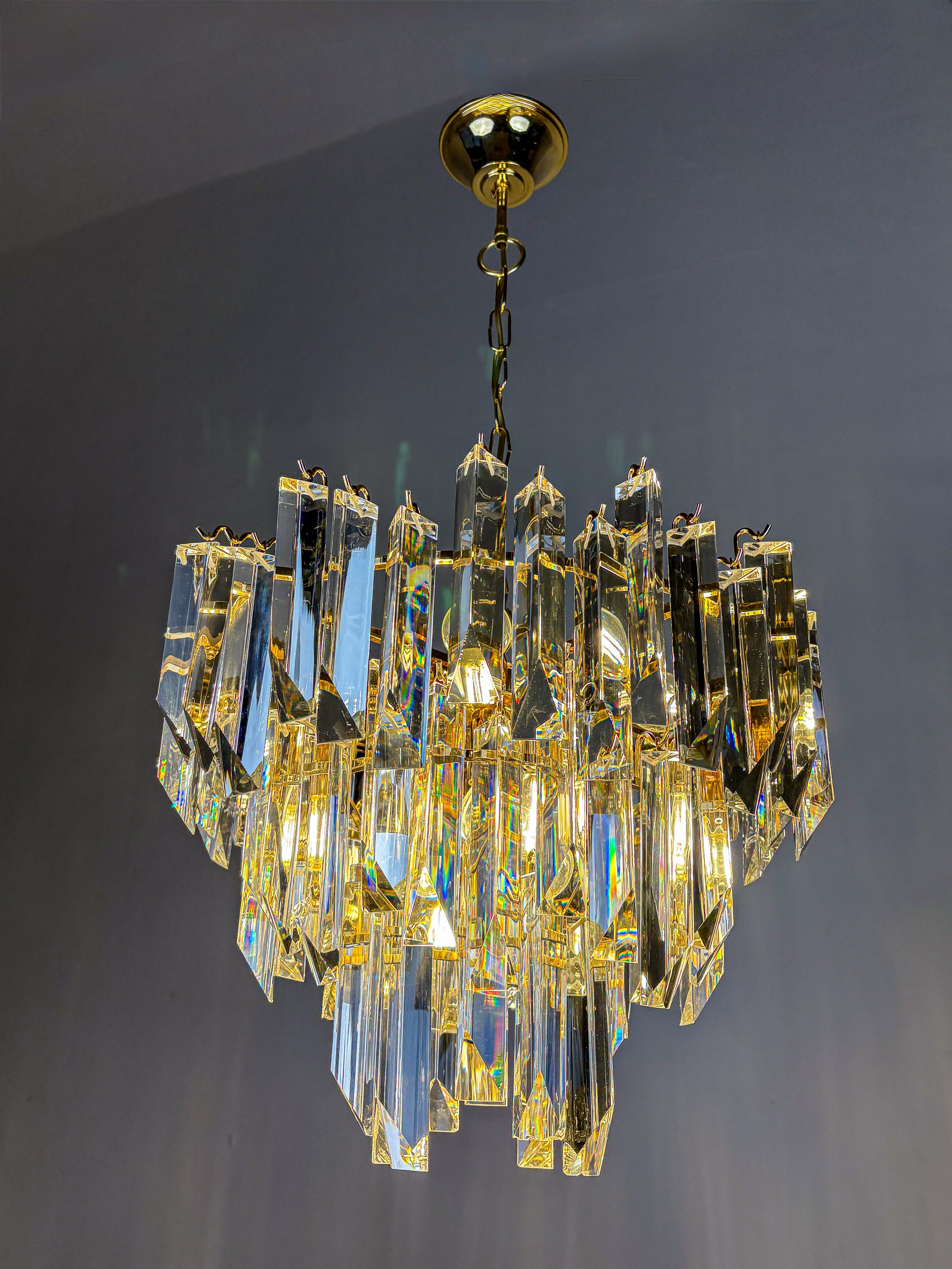 Four-Tier Cascade Chandelier by Venini, Murano Glass, Italy 1970s
