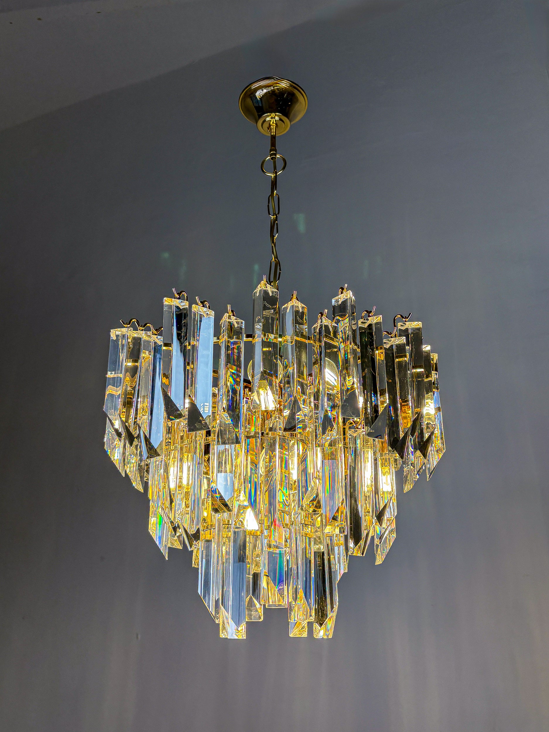 Four-Tier Cascade Chandelier by Venini, Murano Glass, Italy 1970s