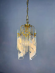 Murano Glass Cascade Chandelier – Twisted  Prisms & Tubes, Brass Frame, Italy 1970s