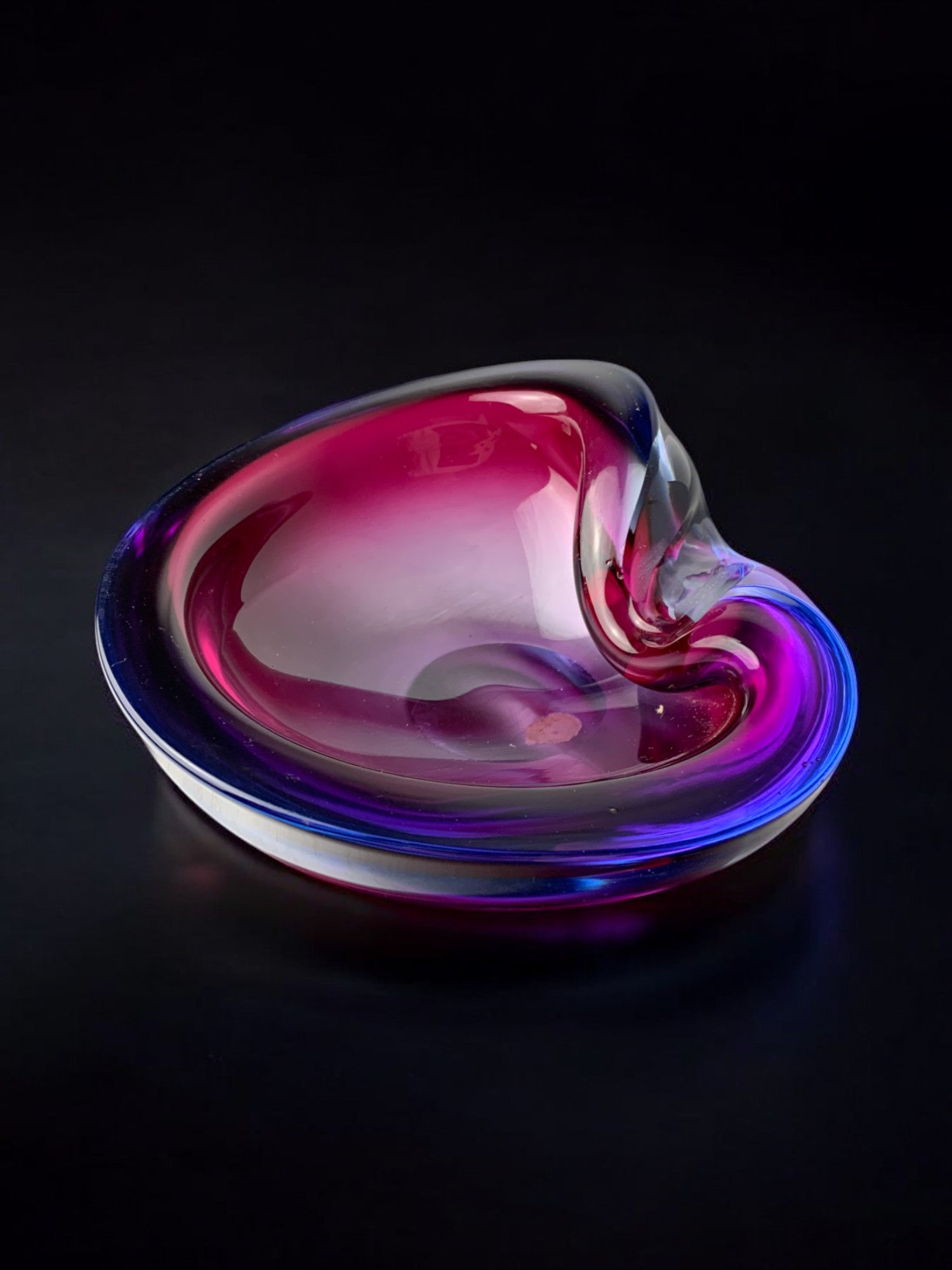 Sommerso pink and purple Murano glass tray by Flavio Poli