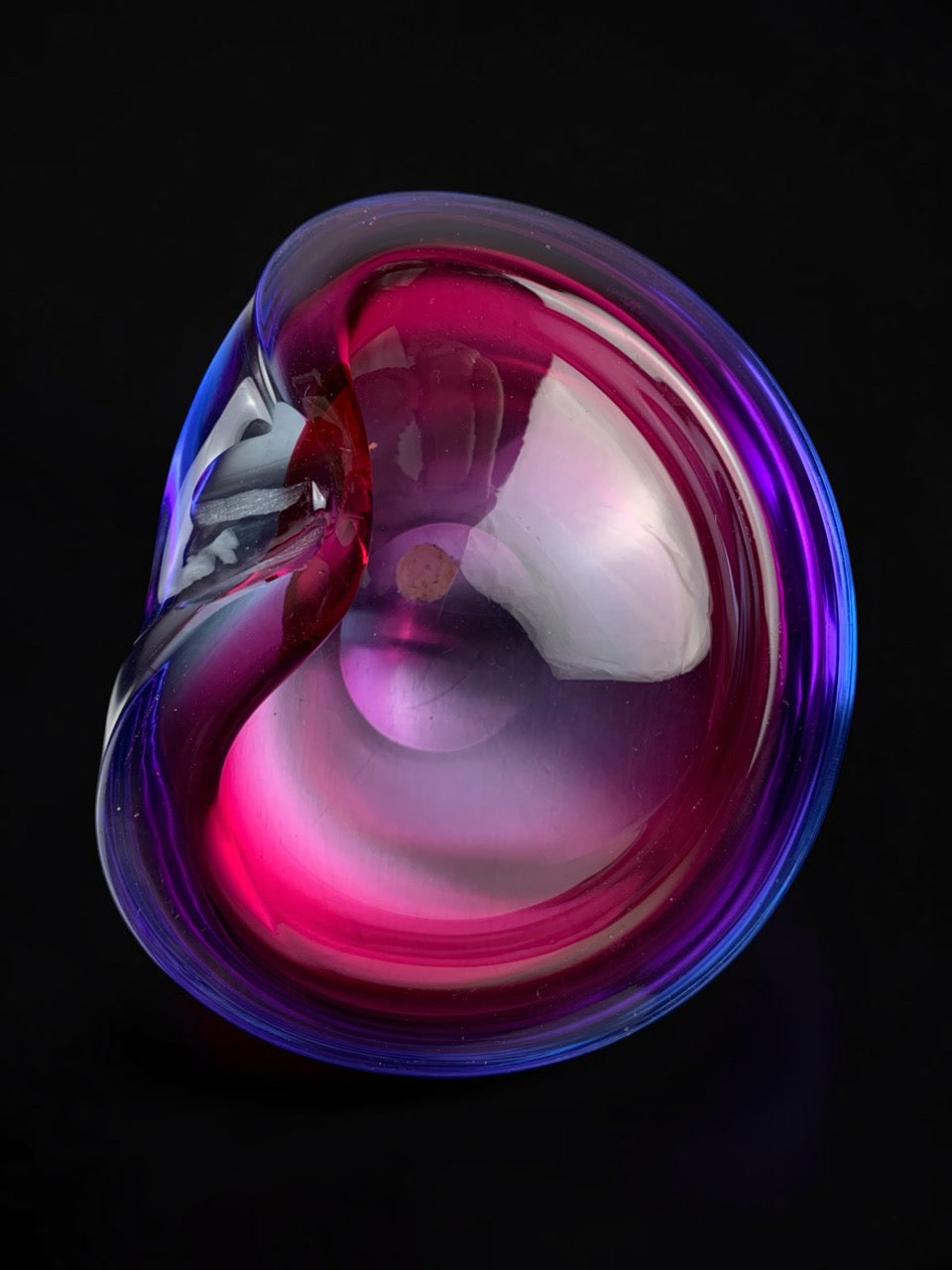 Sommerso pink and purple Murano glass tray by Flavio Poli