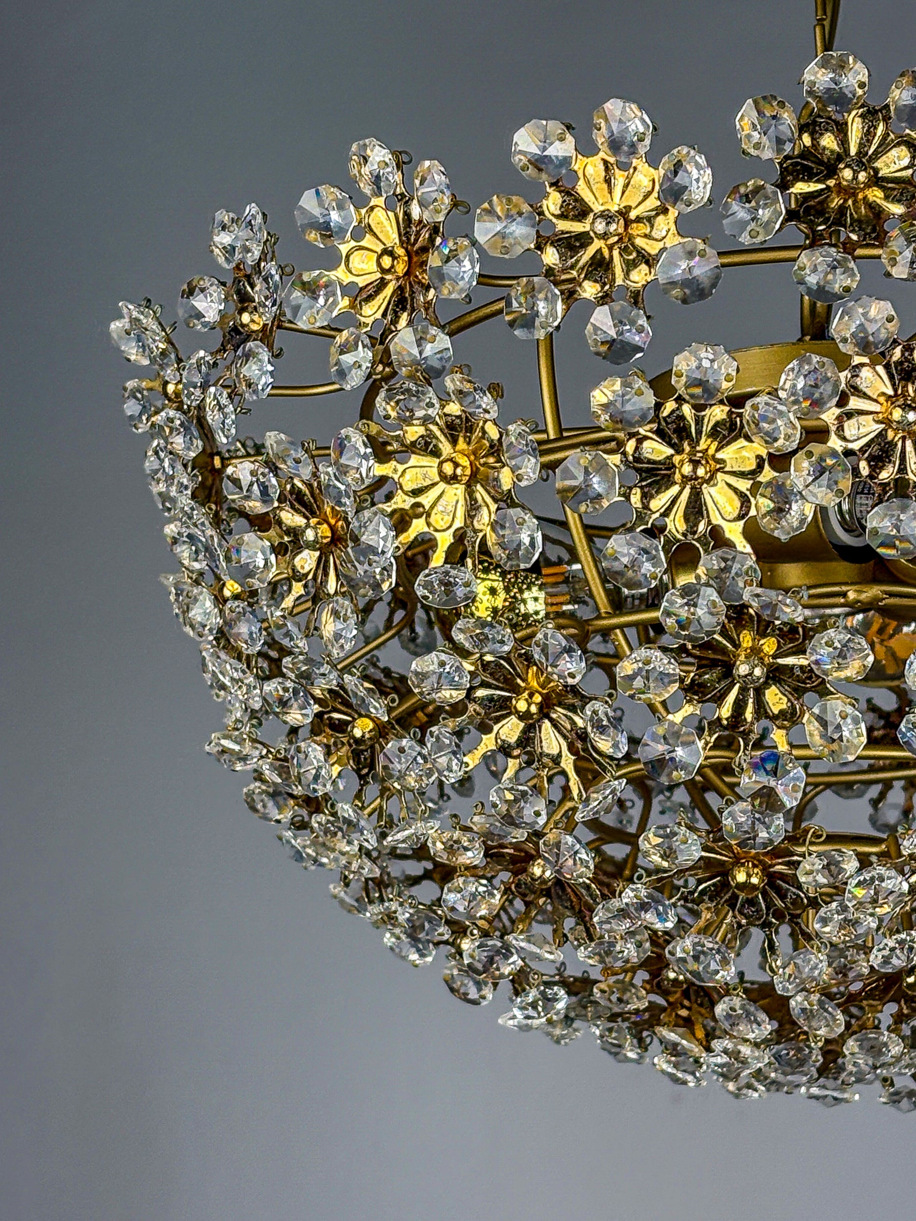 Bakalowits & Söhne Floral Crystal Chandelier, Austria, 1970s