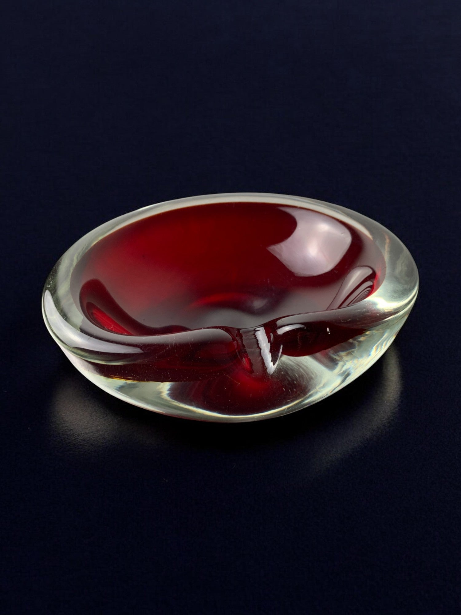 Sommerso Red vide-pochres by Seguso, Murano glass, Italy, 1970