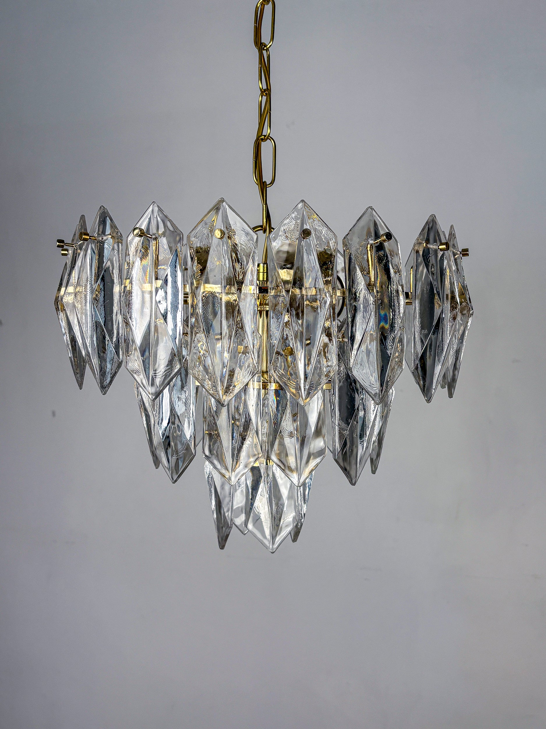 JT Kalmar chandelier, cut glass, 3 levels, Austria, Circa 1970's