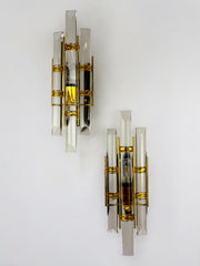 Pair of Venini sconce, Murano cut glass, Italy, 1970