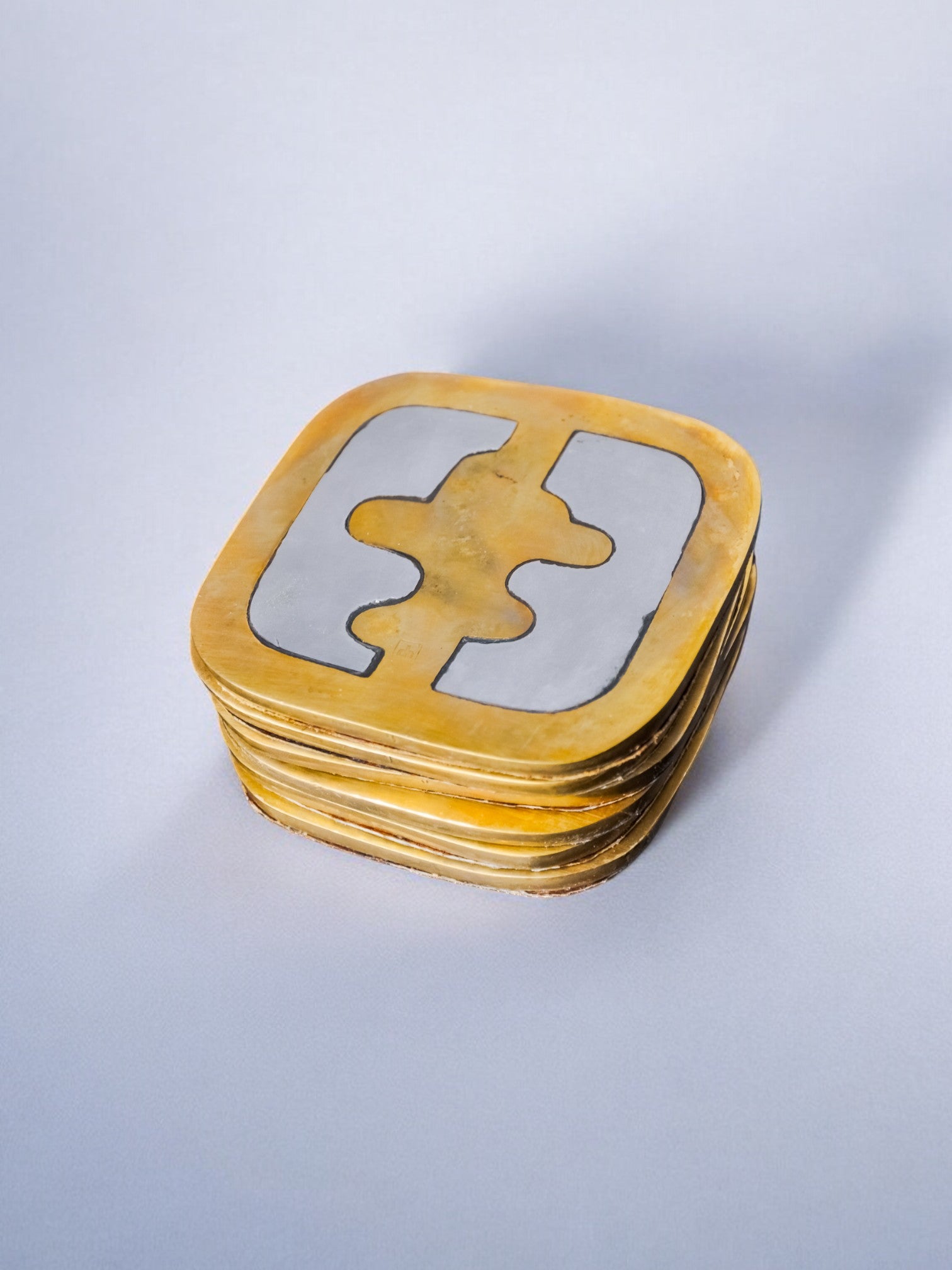 Set of 6 Brutalist Coasters by David Marshall, Spain, 1970's