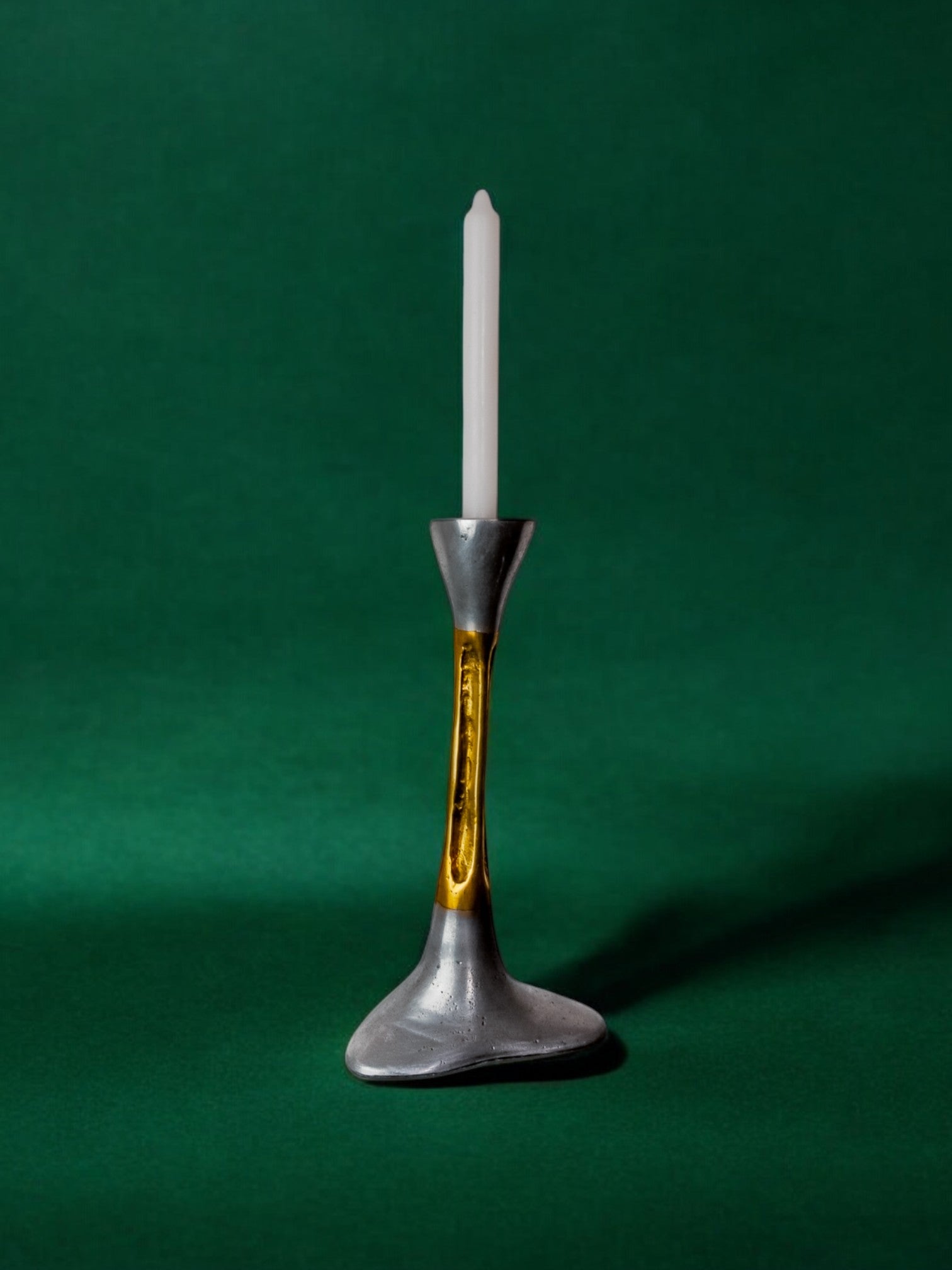 Brutalist candlestick by David Marshall, bronze and aluminum, Spain, 1970's